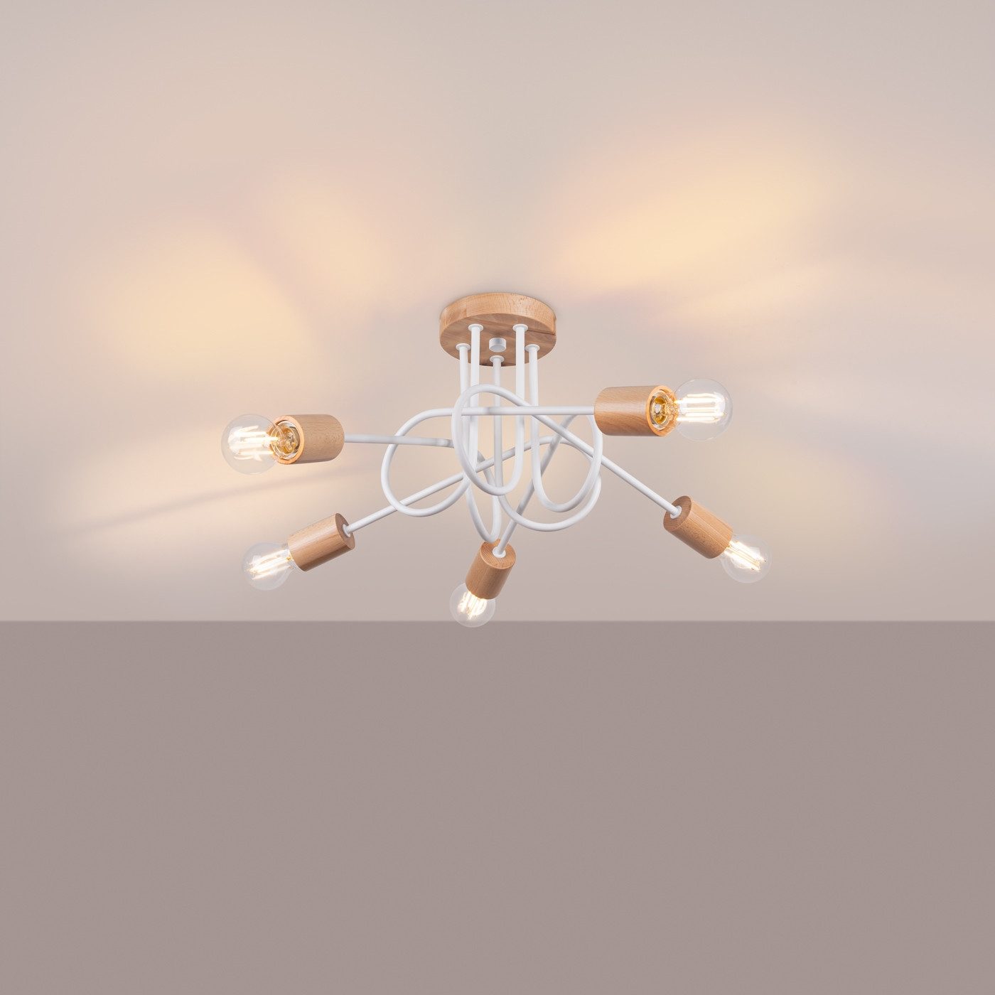 SOLLUX lighting Kronleuchter Kronleuchter 5 Weiß, Nicht enthalten