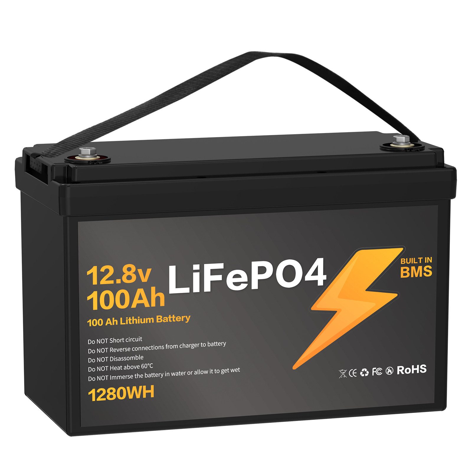Blossom Akku 12.8V 100Ah Lithium-Batterie mit Smart BMS IP67 LiFePO4 Solarakkus (12.8 V), wasserdicht Lithium Akku 1280Wh 4000+ Zyklen für Solaranlage Camping