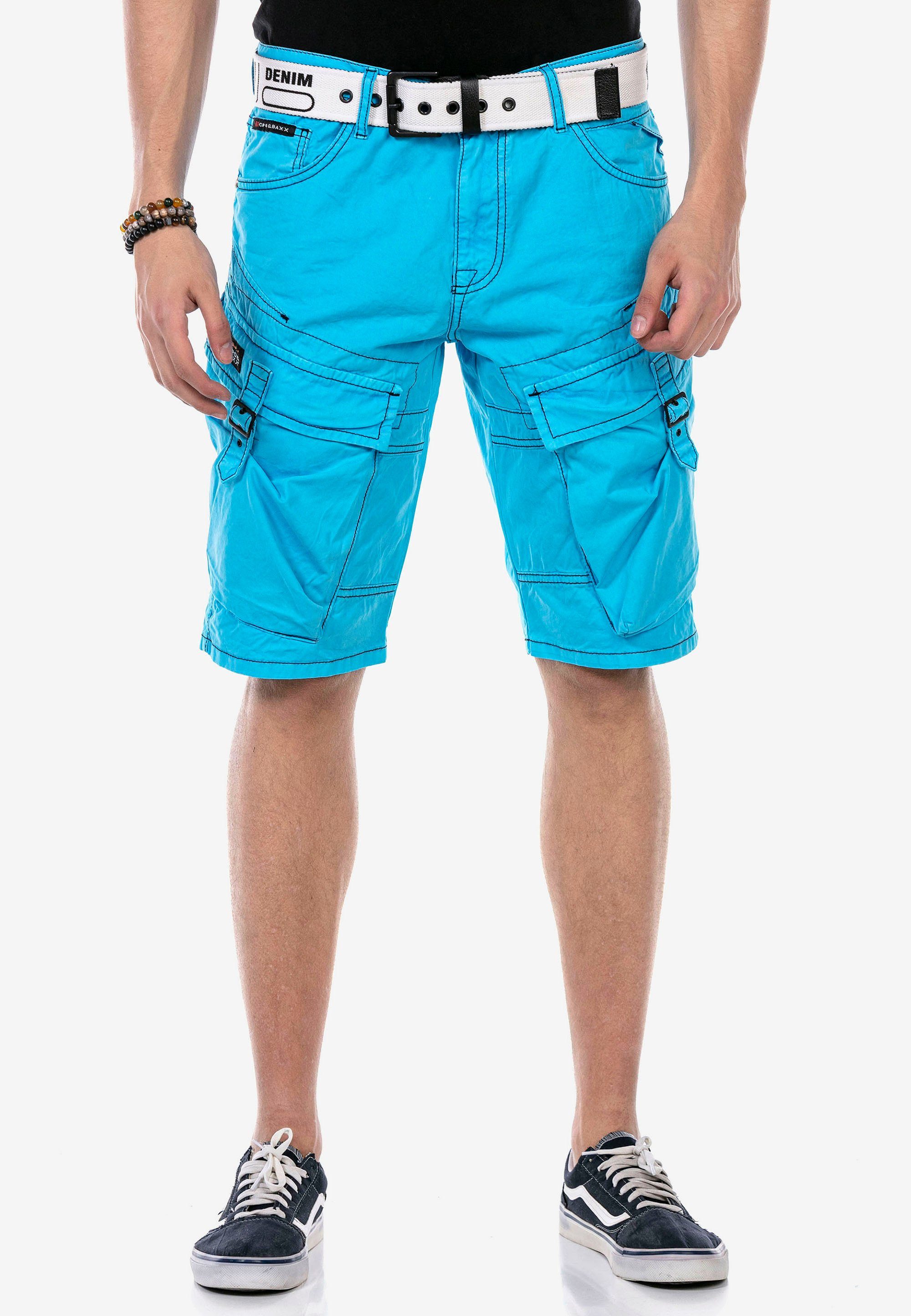 hellblau coolen & Cipo Shorts Cargotaschen mit Baxx