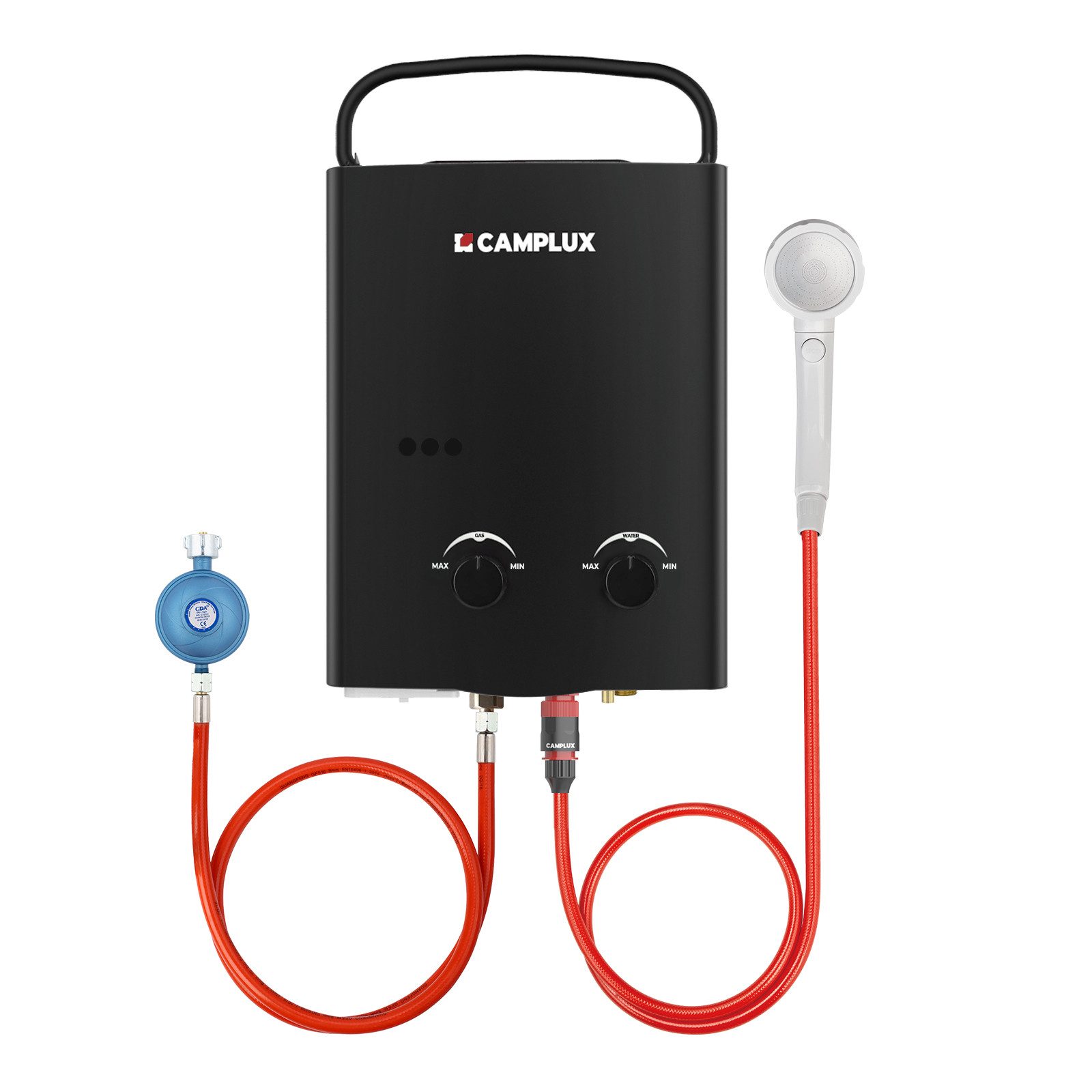 CAMPLUX Durchlauferhitzer AY132B-DE Campingdusche, min. 10 °C, max. 65 °C, LPG Durchlauferhitzer 5L 10 kW Warmwasserbereiter 50 mbar