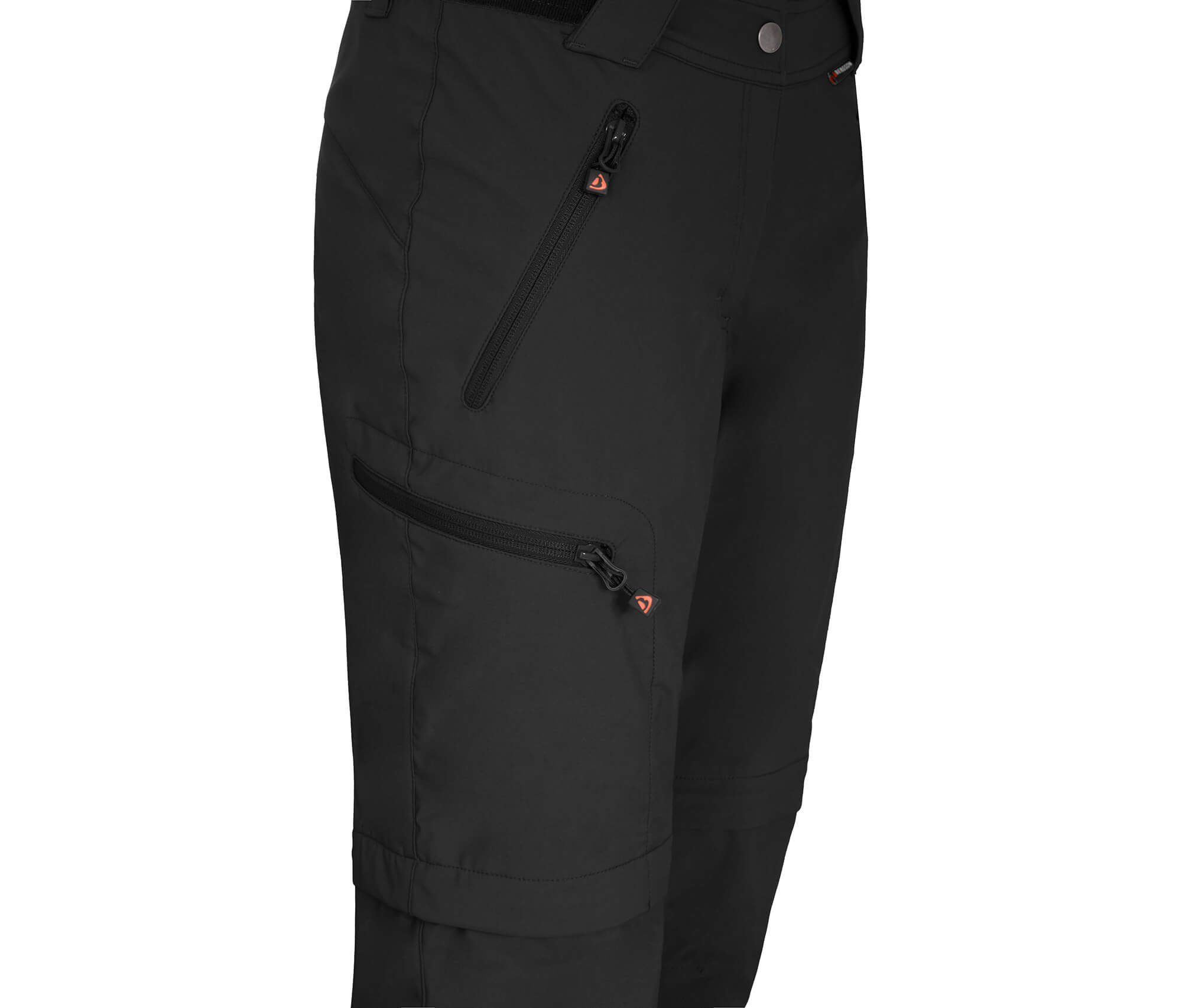 Langgrößen, winddicht, Bergson TESSE Zipp-Off schwarz strapazierfähig, Zip-off-Hose Damen Softshellhose,