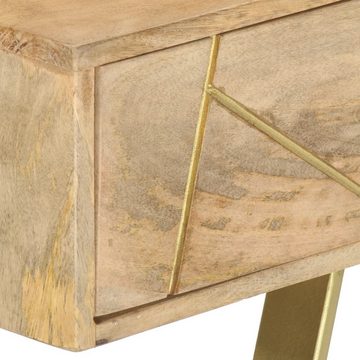 möbelando Schreibtisch 3000918, aus Mango-Massivholz, Stahl in Helles Holz und Messingfarben mit 2 Schubladen. Abmessungen (LxBxH) 100x55x75 cm