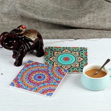 Flanacom Getränkeuntersetzer Boho Design Untersetzer – Orientalische Tisch Deko, Zubehör für Glas, Tasse, Becher, Vase, Kerze, Topf, Set, 8-tlg., orientalisches Design