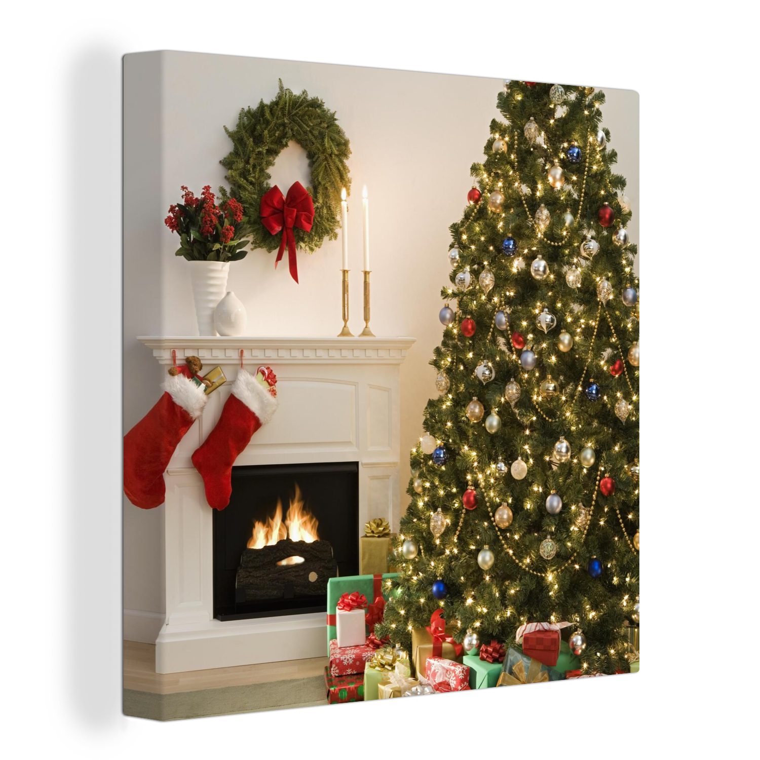 OneMillionCanvasses® Leinwandbild Ein Weihnachtsbaum mit Geschenken günstig online kaufen