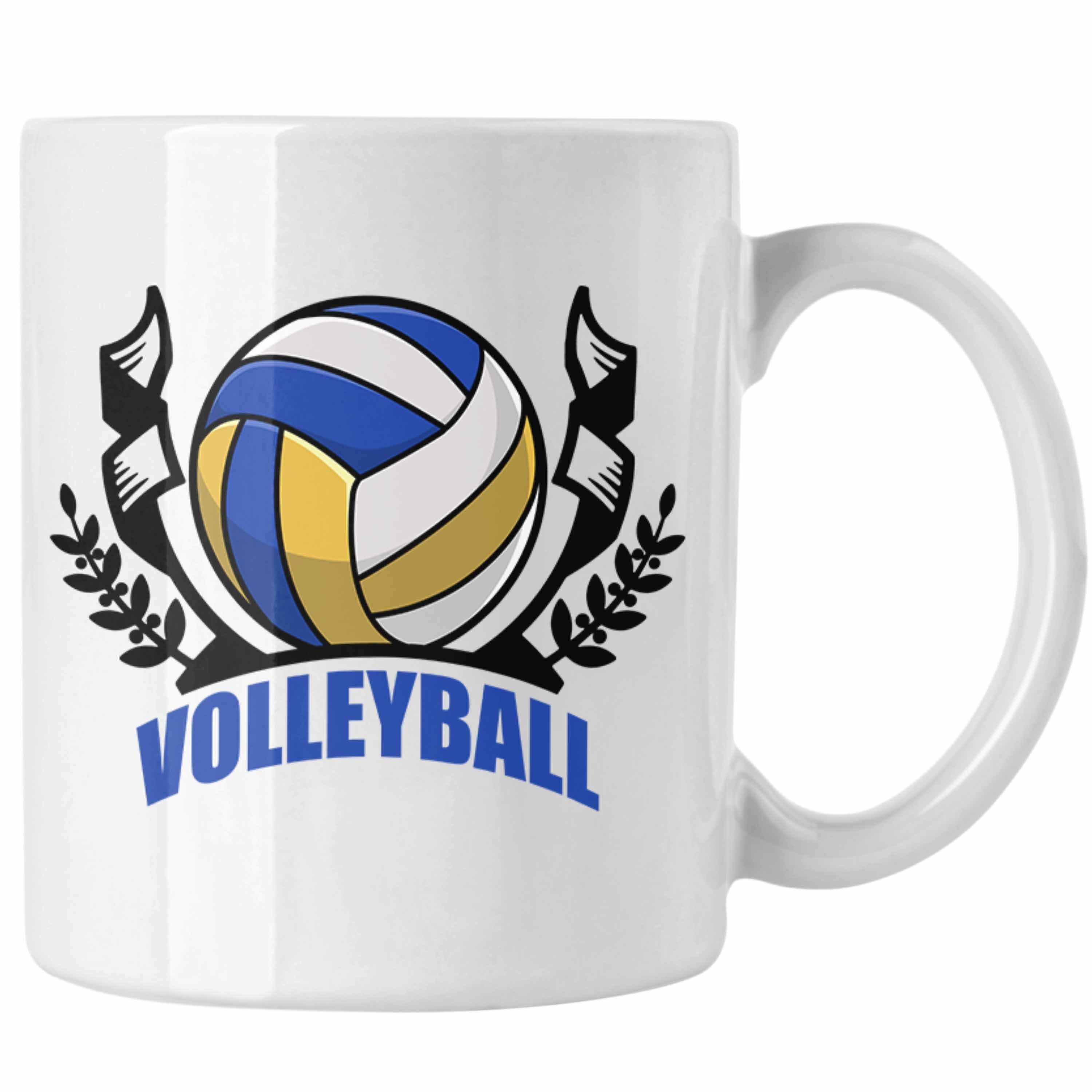 Trendation Tasse Volleyball-Tasse Geschenk für Volleyball-Spieler Geschenkidee Weiss