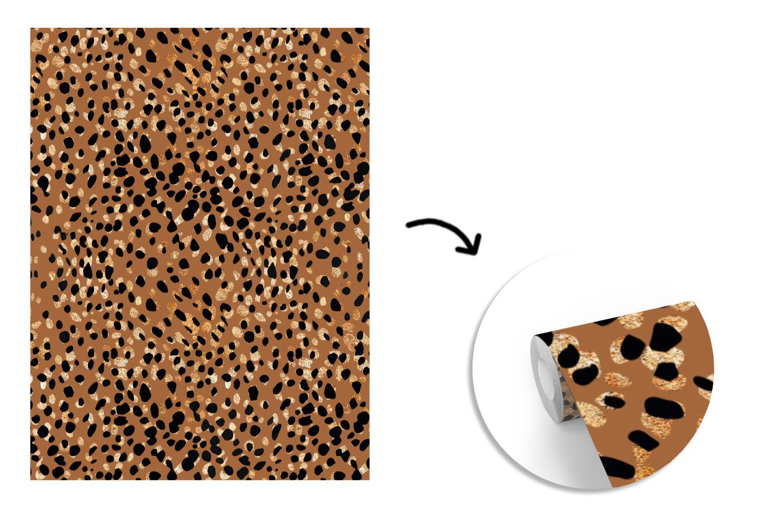 für (4 bedruckt, - MuchoWow Montagefertig Tapete Muster St), - Vinyl Tiere Leopard, Fototapete Matt, Wandtapete Wohnzimmer,