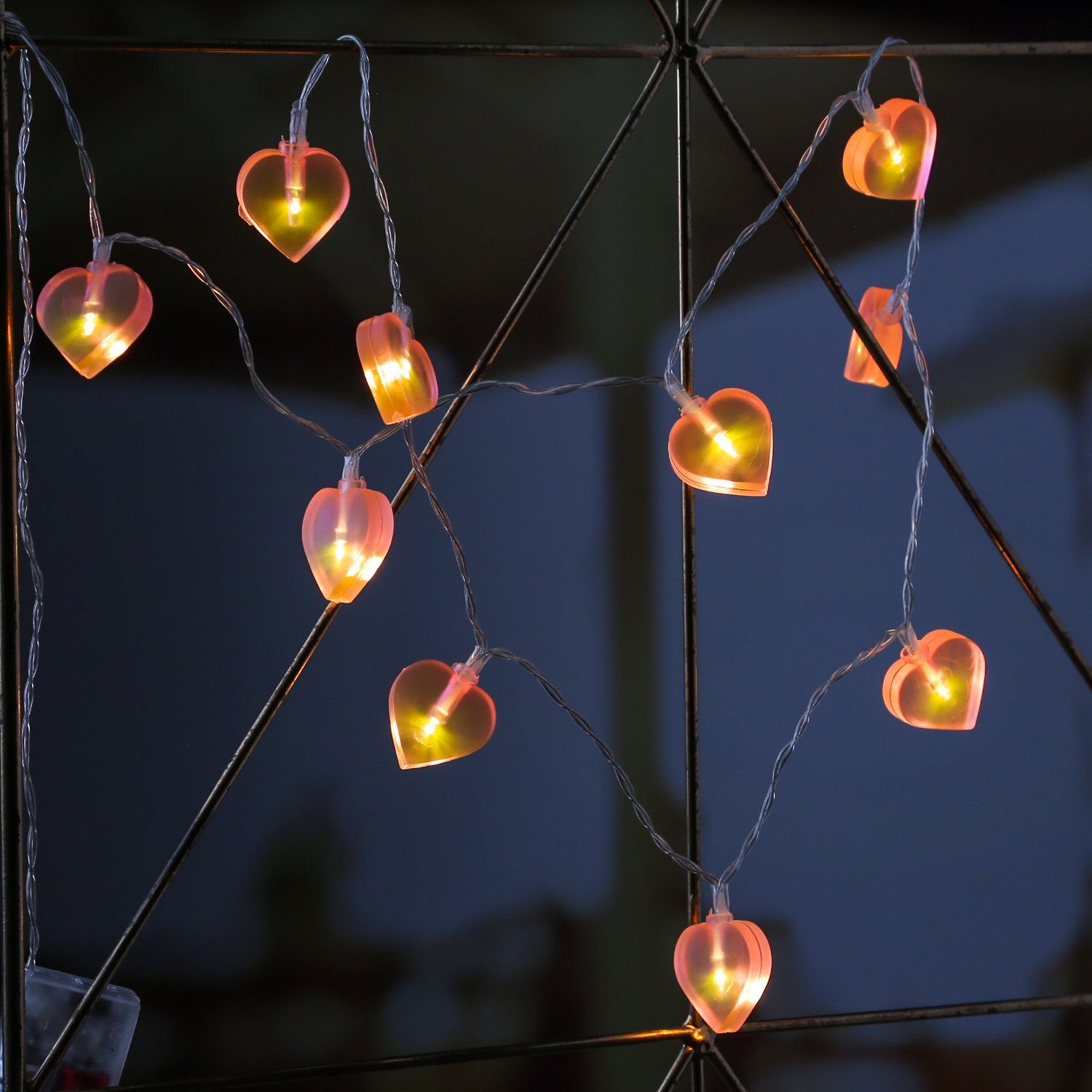 MARELIDA LED-Lichterkette LED Lichterkette Herzen 10 rosa Herzen LED Valentinstag Liebe, 10-flammig
