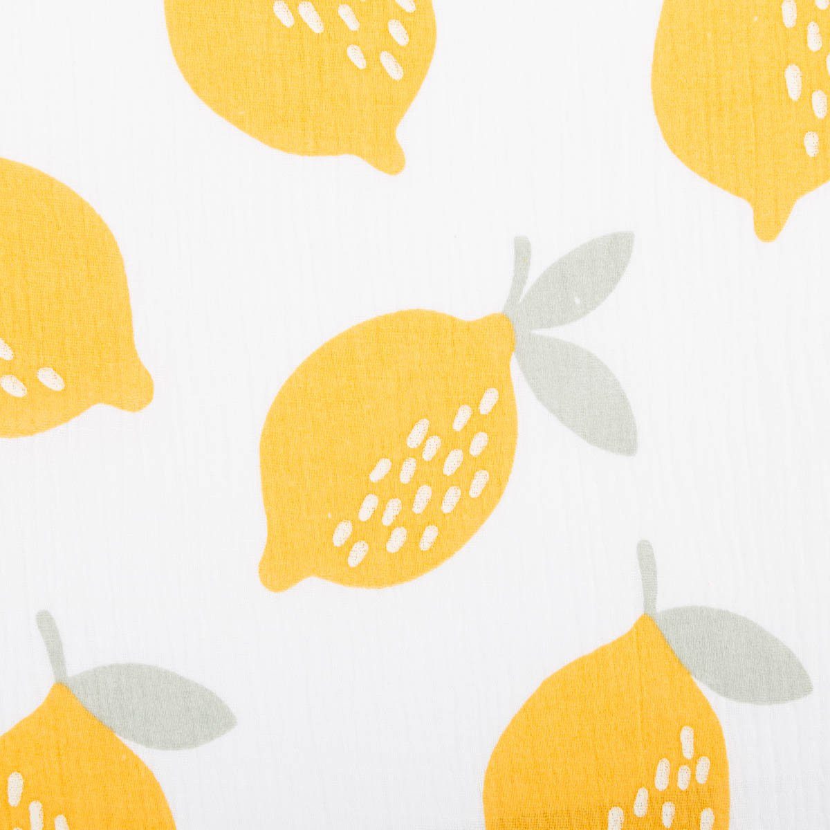 SCHÖNER LEBEN. Stoff Musselin Stoff Meterware LEMONS Zitronen groß offweiß gelb 135cm, nachhaltig,atmungsaktiv,pflegeleicht