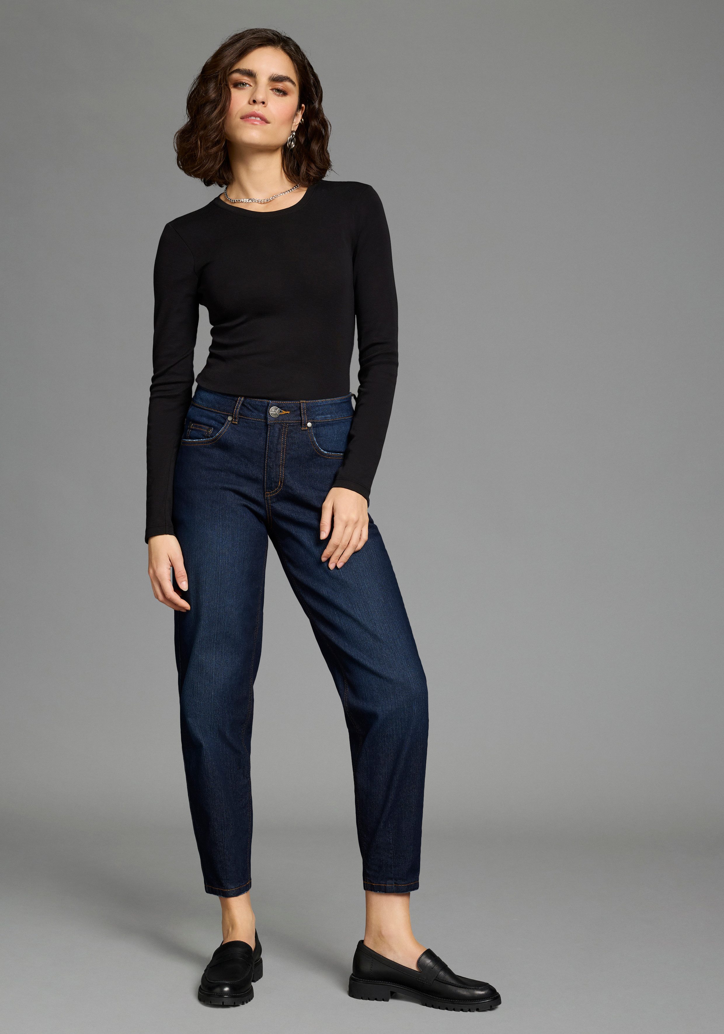 Arizona Comfort-fit-Jeans weite Beinform mit schmalem Abschluss, knöchellanger Schnitt – Bild 3 von 5