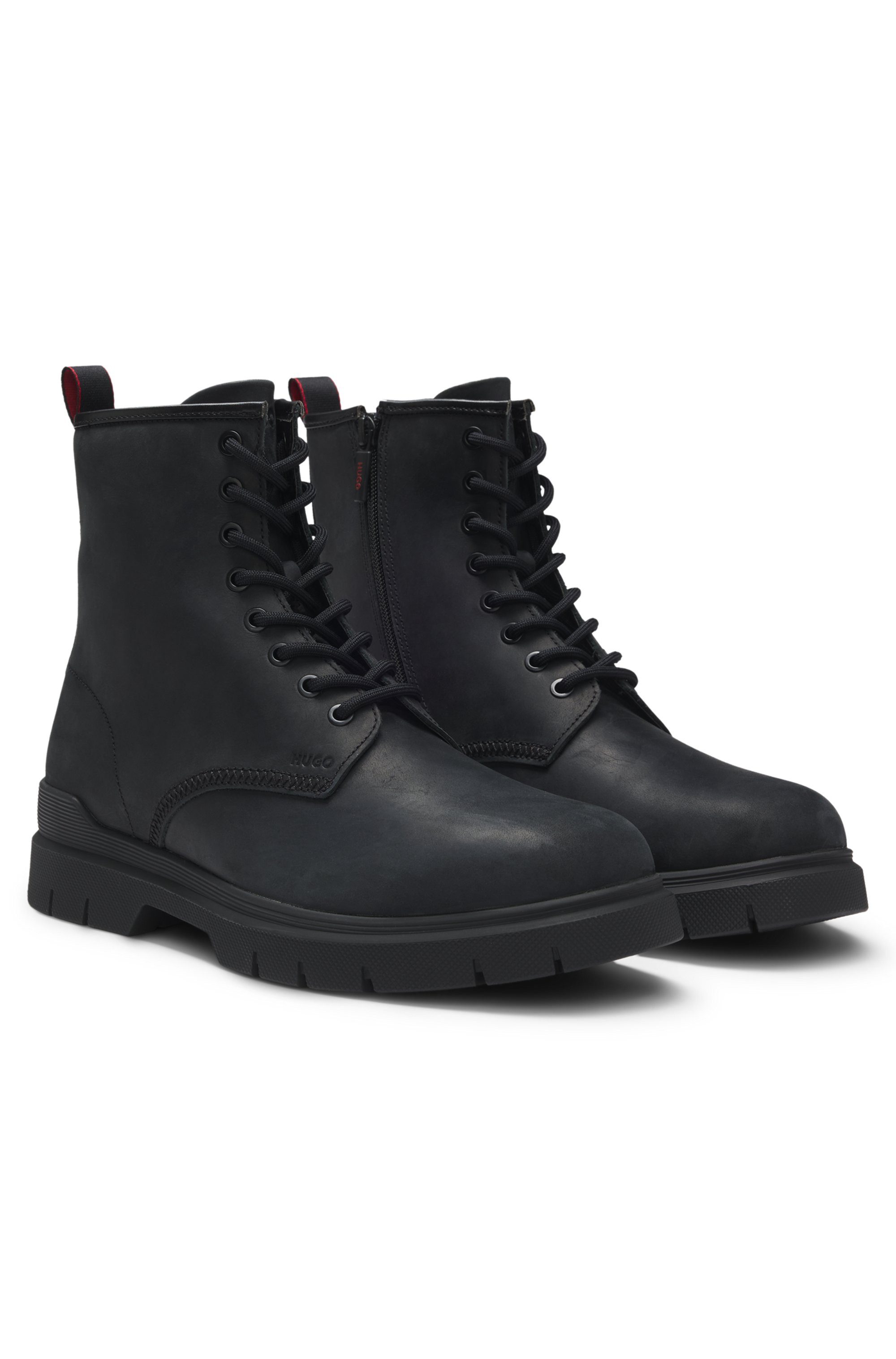 HUGO Ryan_halb_pp Schnürstiefel Schnürboots, Сапогиette, Workerboots mit Anziehlasche