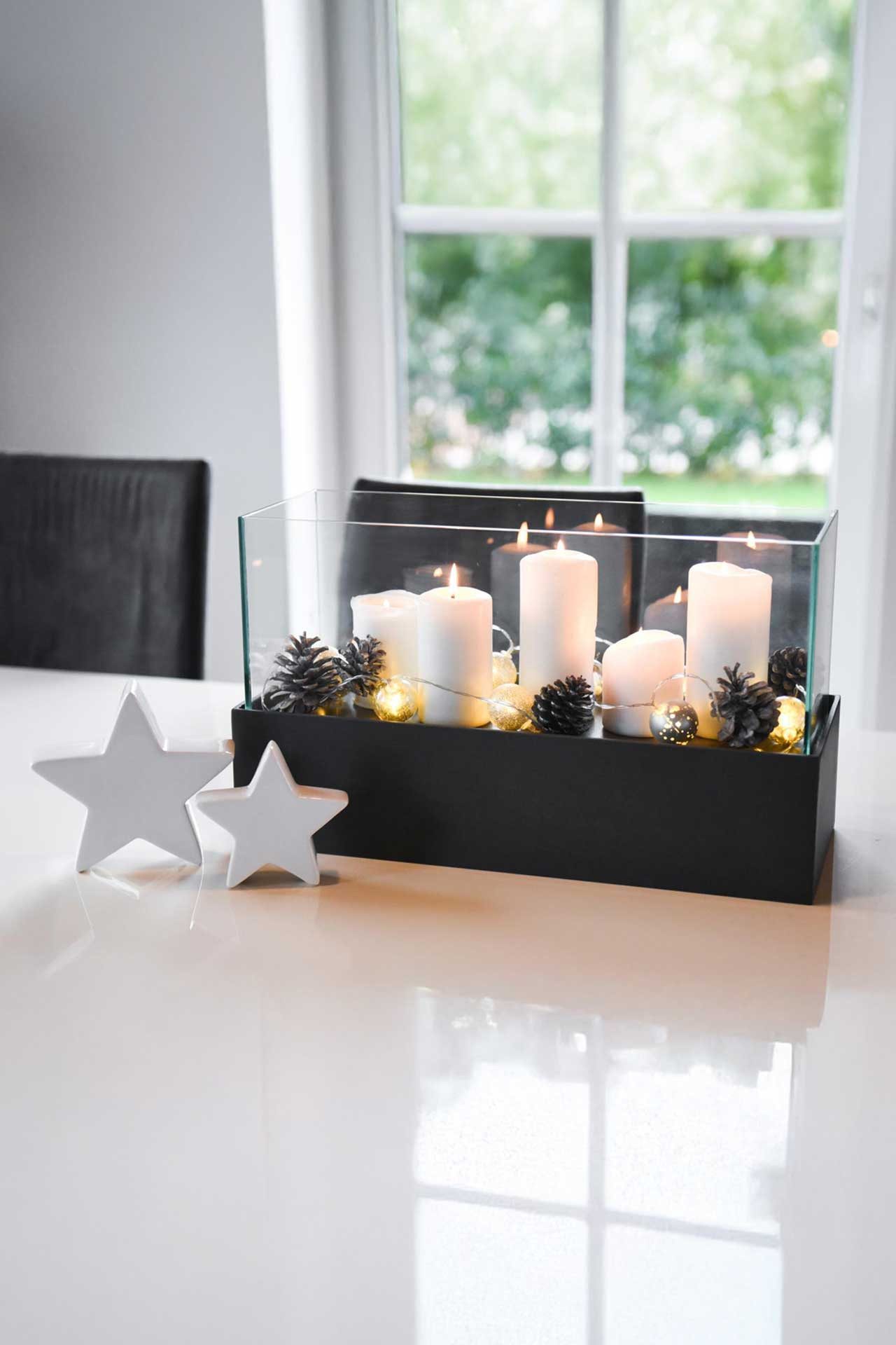 VIVANNO Windlicht Fiberglas CANDELITO Rechteckig - Anthrazit Matt (1 St), 50x20x29 cm