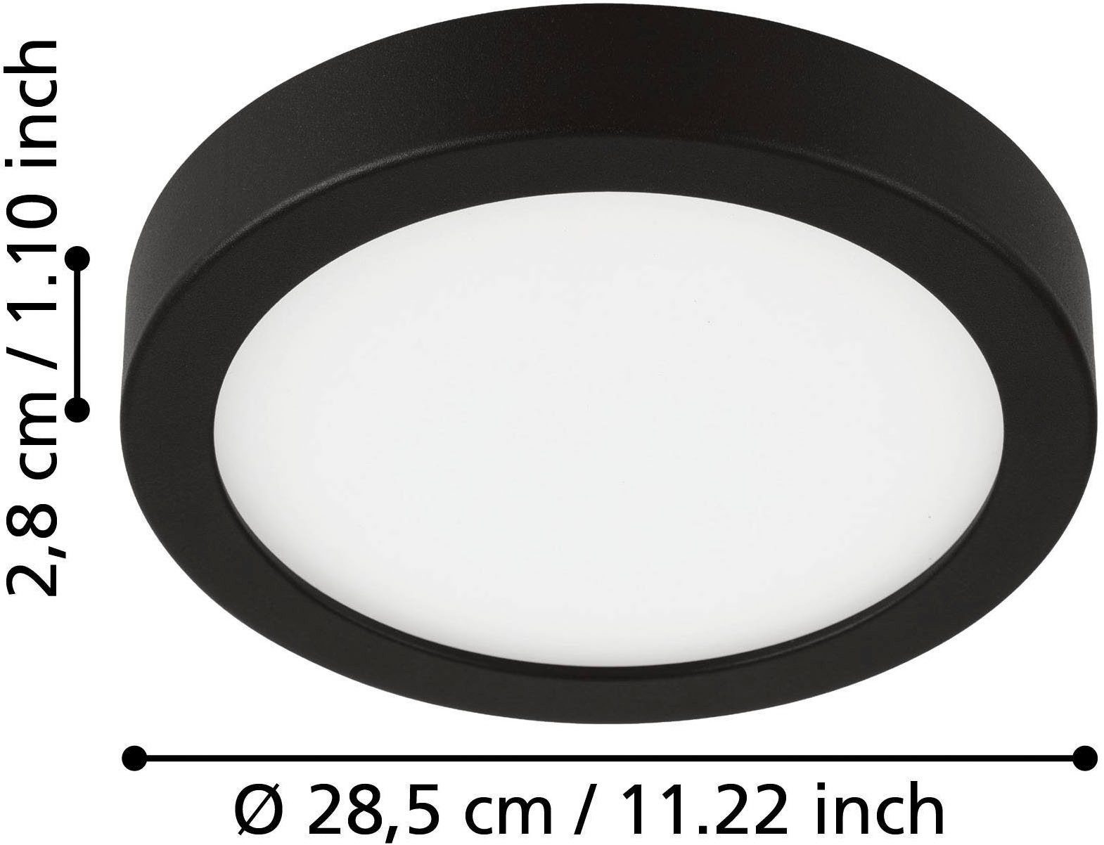 EGLO Aufbauleuchte Fueva 5 Deckenleuchte, Aufbaulampe, Metall und Kunststoff, Lampe, LED fest integriert, Warmweiß, Ø 28,5 cm, Aufbauleuchte, Deckenlampe, Schwa – Bild 5 von 5