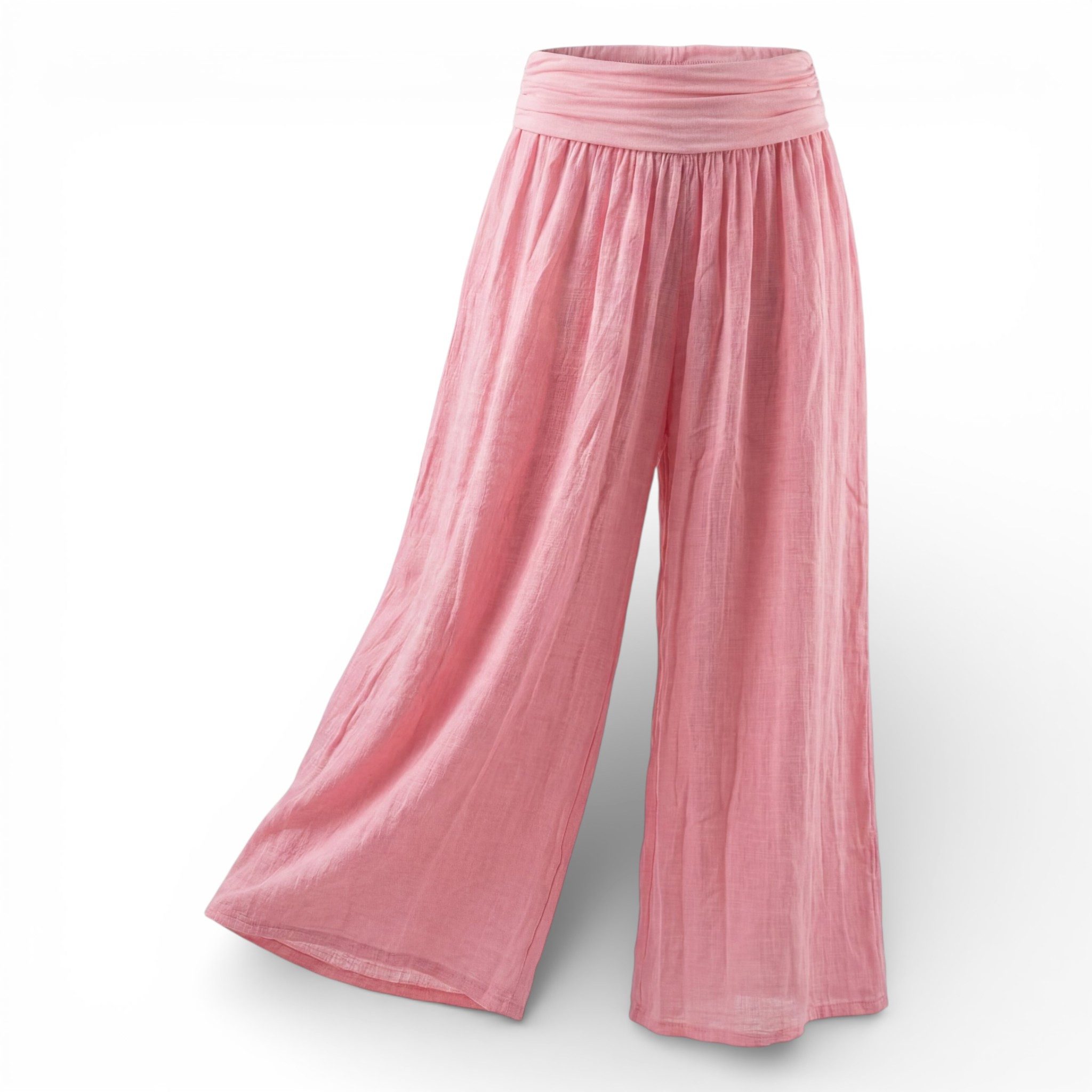 OriginalYou Haremshose Damen Flatterhose Baumwolle Sommerhose Leinen Optik Culotte Volant Middle Waist