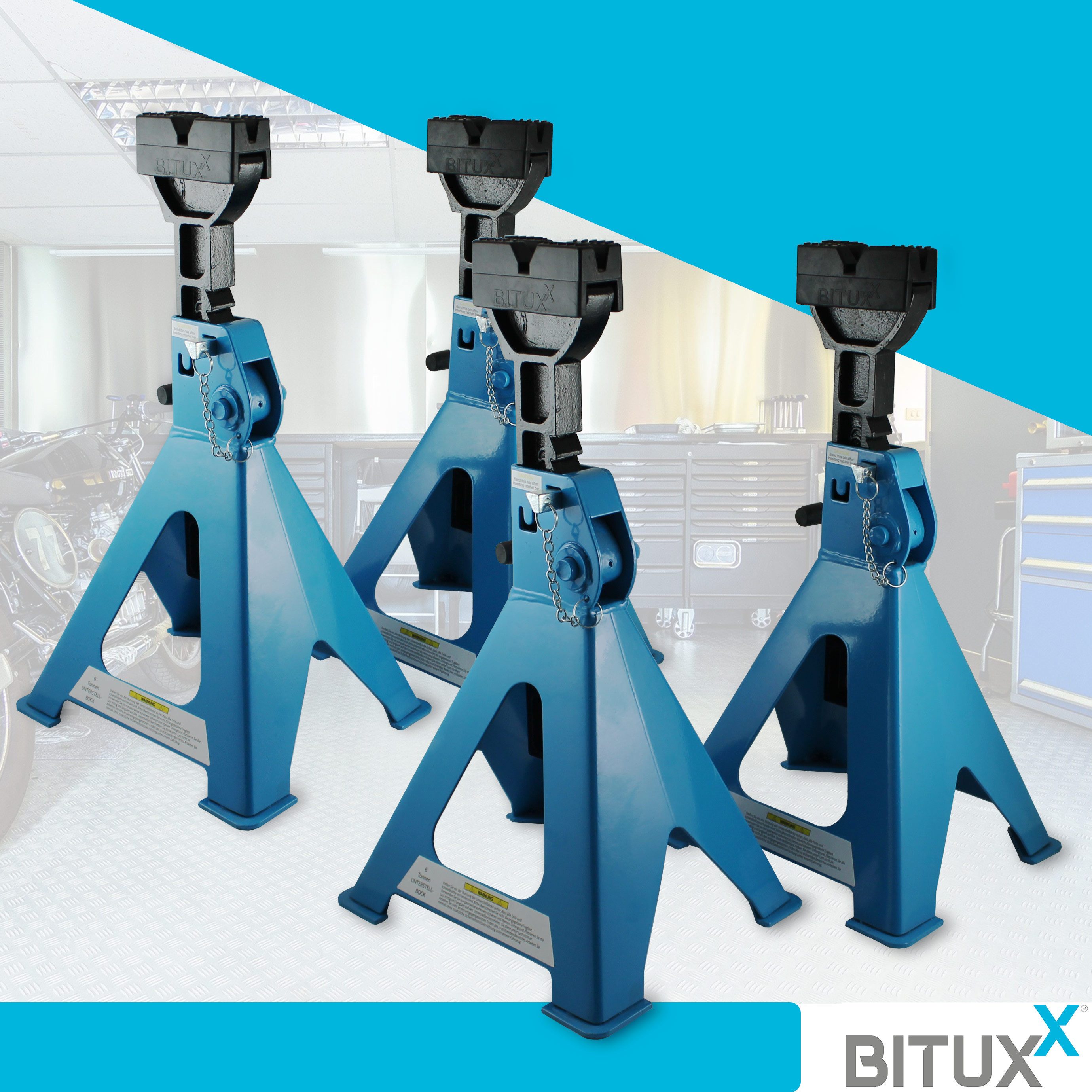 Bituxx Unterstellbock 4 Stück inkl. Heber 6000 kg, 6000 kg max. Belastbarkeit, (Spar Set, 4-St., MS-15774)