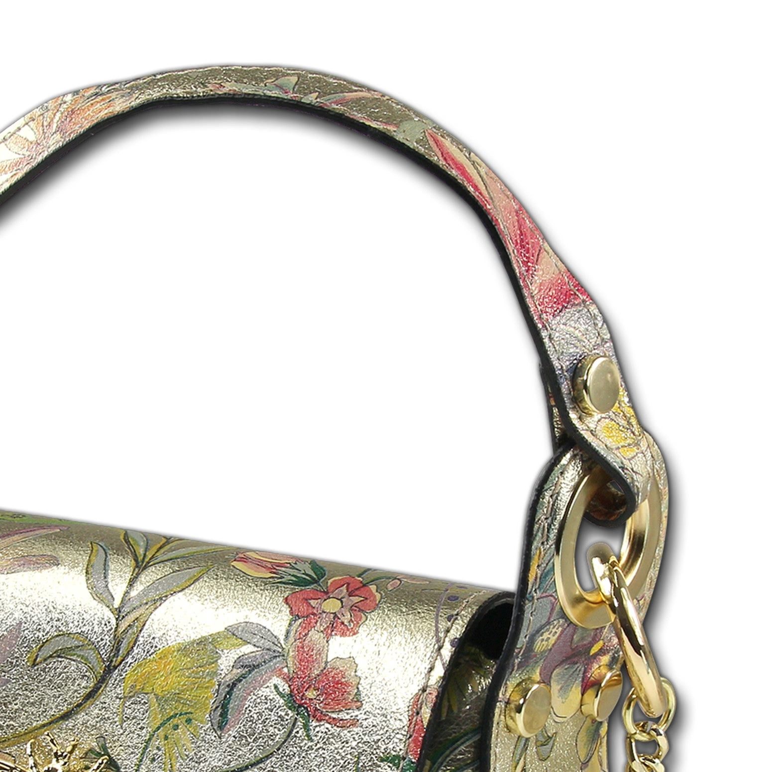 Toscanto Umhängetasche Toscanto Tasche gold farbig Leder (Umhängetasche), Damen Umhängetasche Leder, gold, farbig ca. 19cm x ca. 14cm