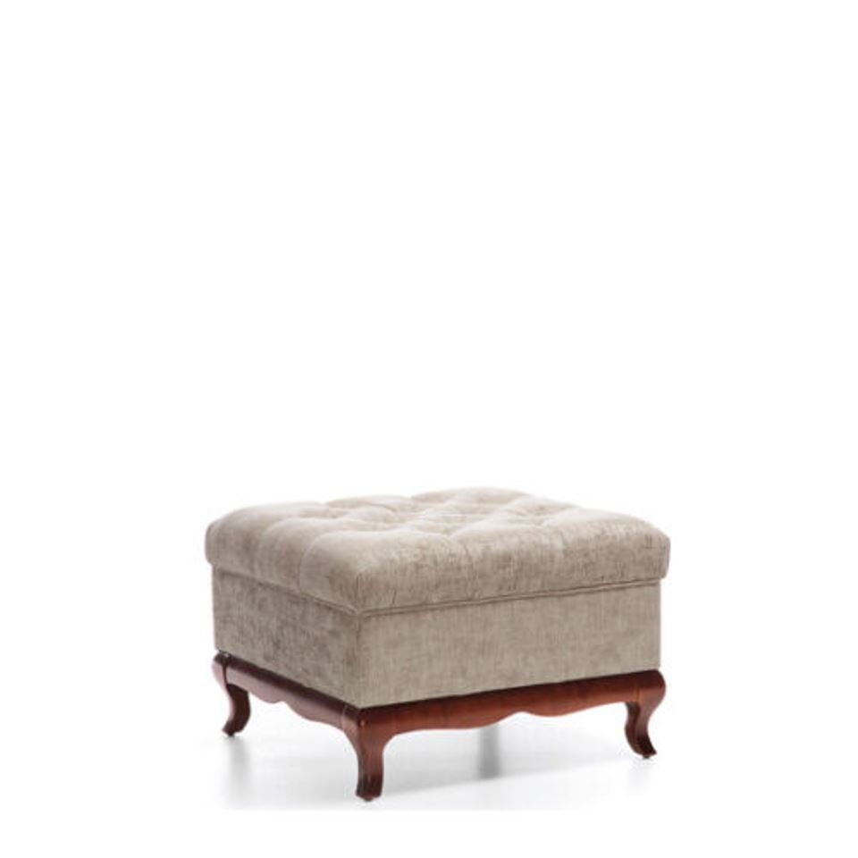 Stoff, Polster Fußhocker Chesterfield Fußhocker Designer Made Europa Bank in Beige JVmoebel Textil