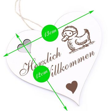 Dekolando Hängedekoration Herzlich Willkommen - Ente mit Taucherbrille - 13x12cm
