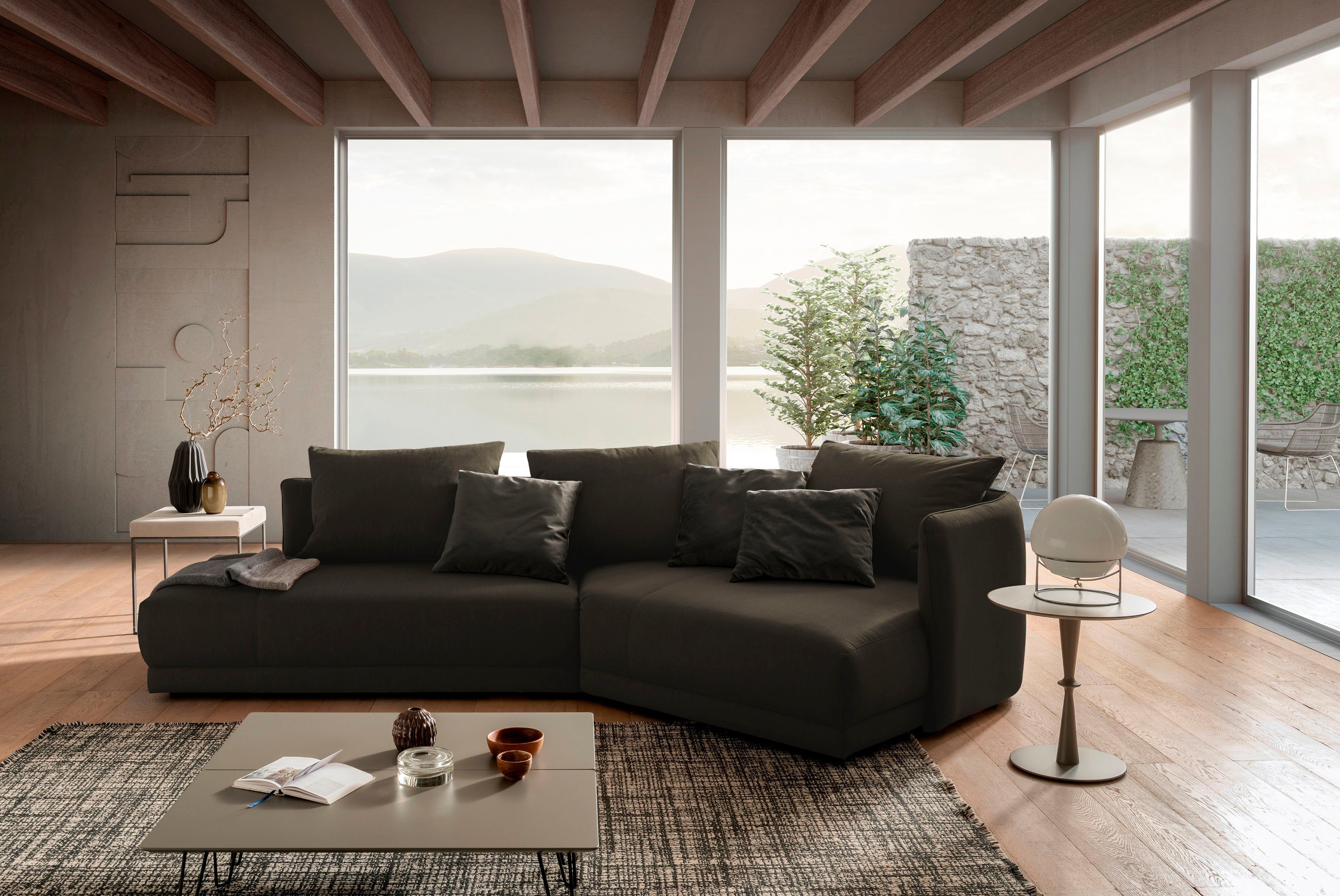 designwerk Ecksofa New York L-Form, anmutendes Designsofa, mit moderner R&ung im Rücken