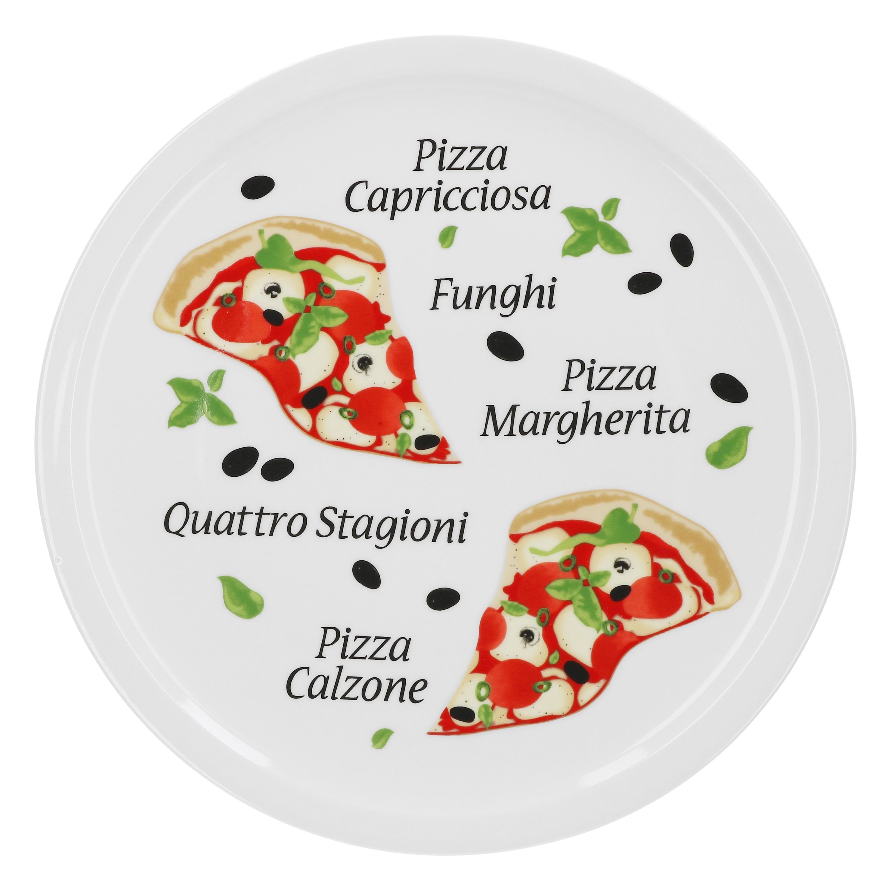 VAN WELL Pizza Plato Margherita Grande   para Pizza/Pasta los Grandes Hambre o para anrichten Adecuado  30,5 cm Plato de Porcelana con un Precioso Diseño  