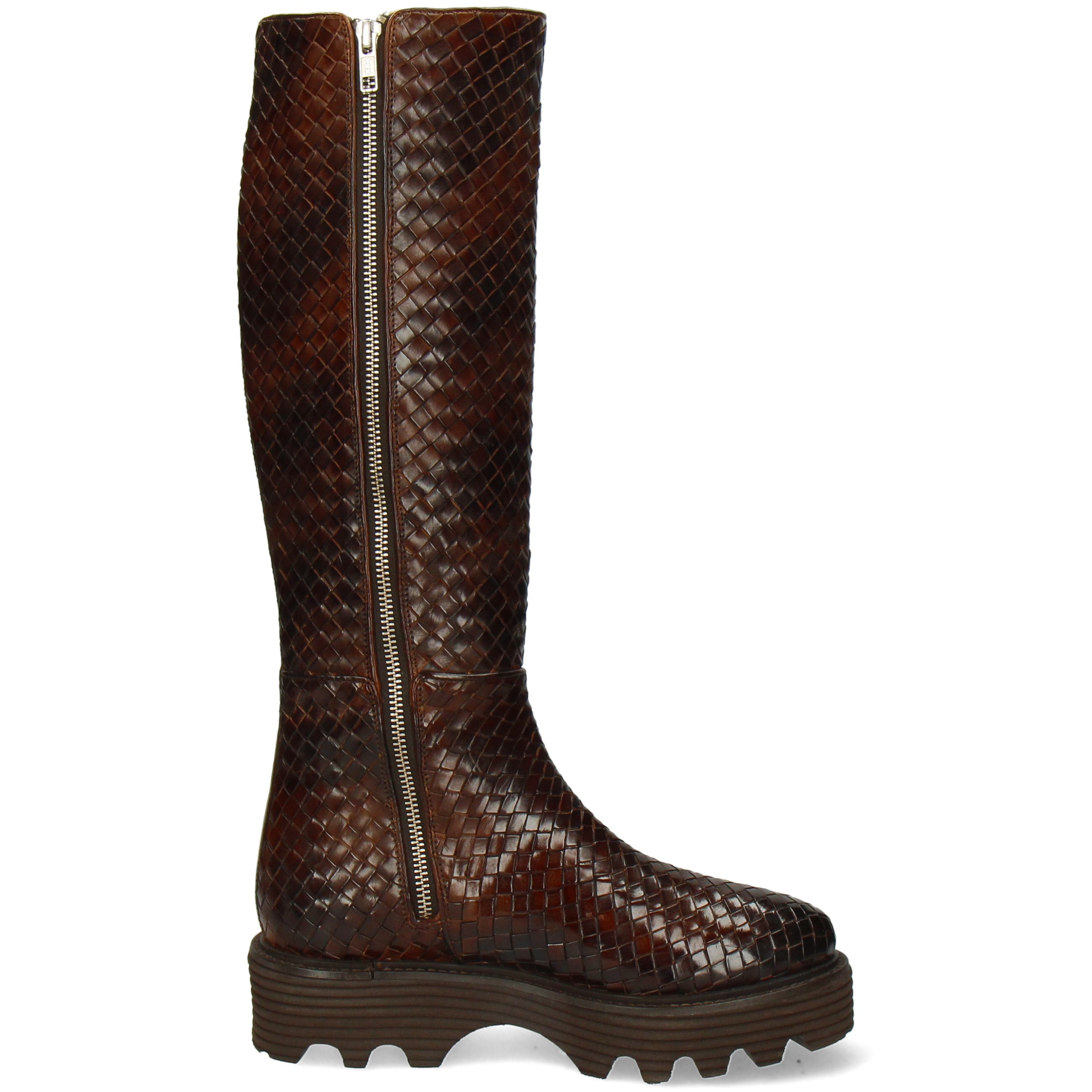Melvin & Hamilton Leonie 21 Leder-Plateau Schuhe für Damen Stiefel Plateausohlen, Echtes Leder, Vegetabile Gerbung, Von Hand geflochten