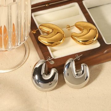 ENGELSINN Ohrring-Set Tropfen Ohrringe Globig Gold Edelstahl (2-tlg), inkl. Schmuckbox