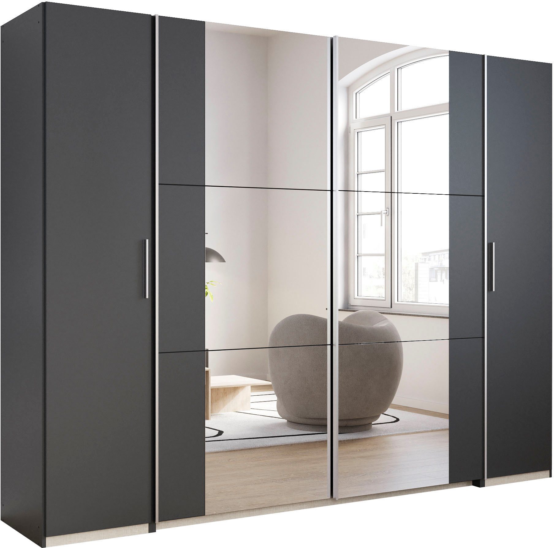 rauch Schwebetürenschrank Kleiderschrank Drehtürenschrank Schrank Garderobe KRONACH TOPSELLER (in 3 Ausstattungen BASIC/CLASSIC/PREMIUM, Breiten 225/268/311/354 cm) Kombischrank optional mit 1 oder 2 Spiegel viele Böden MADE IN GERMANY