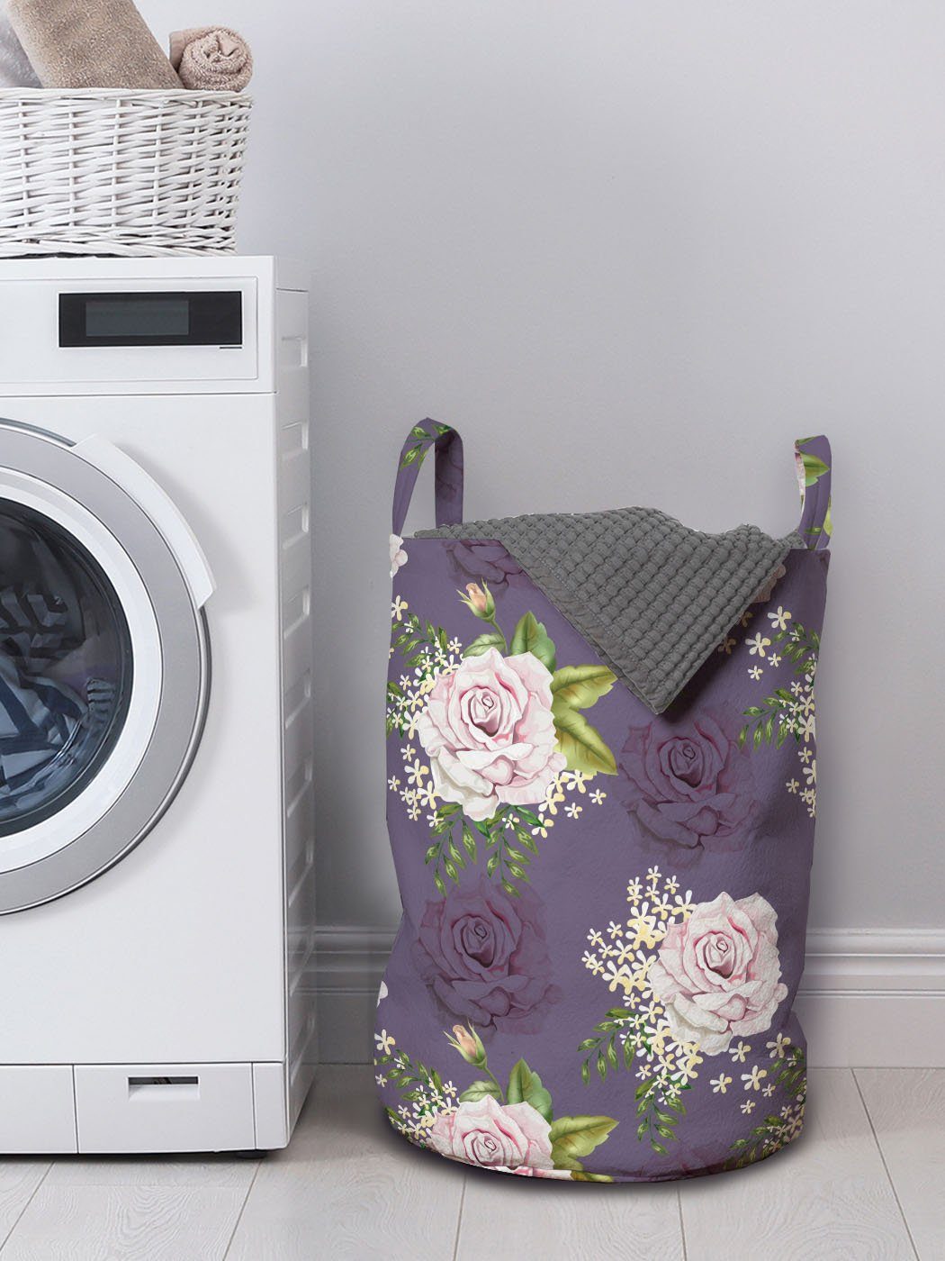 Abakuhaus Wäschesäckchen Wäschekorb mit Griffen Kordelzugverschluss Rosen Waschsalons, kleine für Blumen und Natürlich