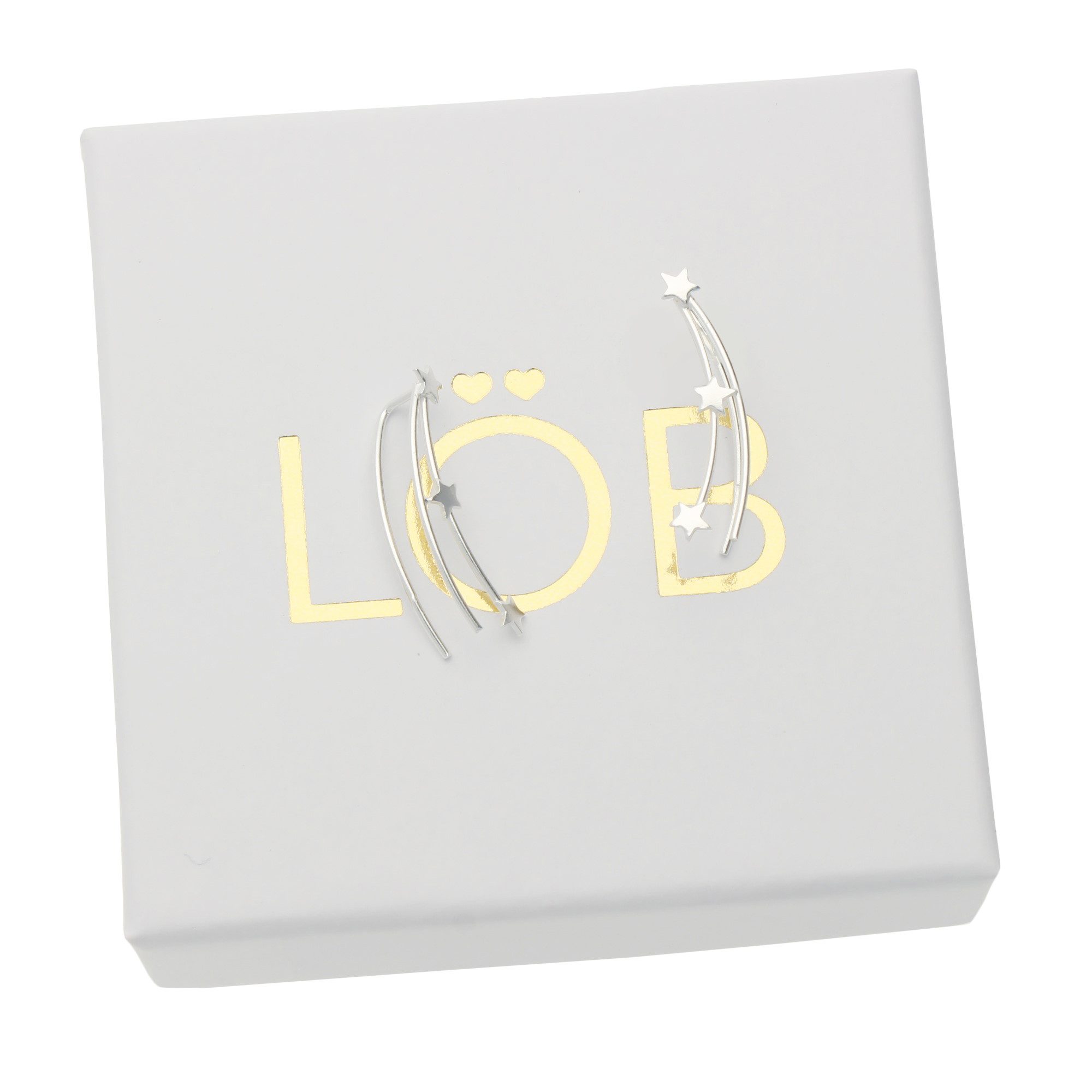 LÖB Ohrklemme 925 Silber Ohrringe 3 Sterne Ohrklemme Ohrmanschette Modern Bogen Lang (Geschenke für Frauen Damen Beste Freundin Mutter Mama Ehefrau Oma sie zum Geburtstag Schmuck Sommer, Inkl. Schmuckbox), Ohrstecker Lang Minimalistisch Geometrisch Ear Climber Ohrkletter