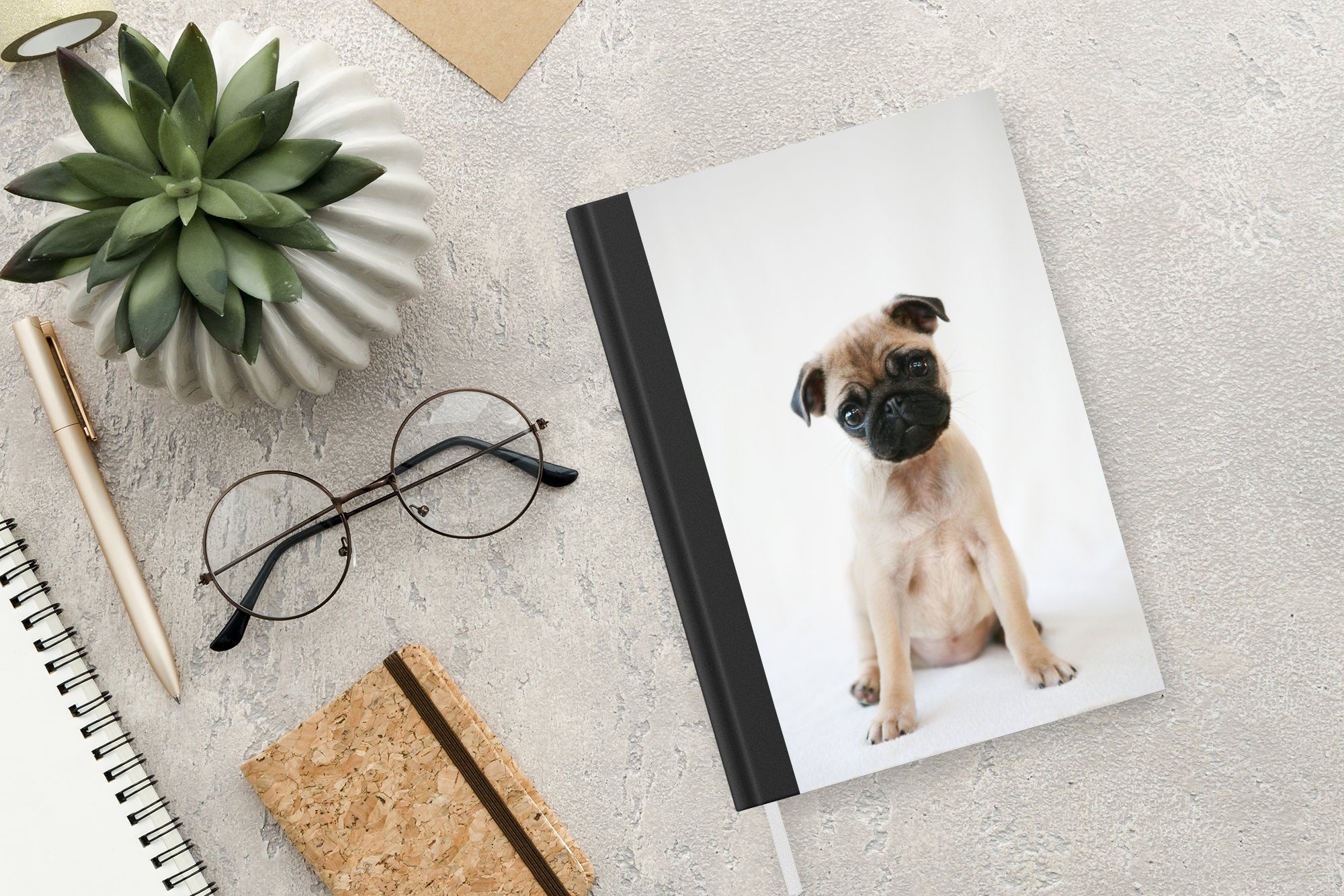 MuchoWow Notizbuch Hund - Porträt, Journal, Haushaltsbuch A5, 98 Tagebuch, Seiten, Notizheft, Haustiere - Merkzettel