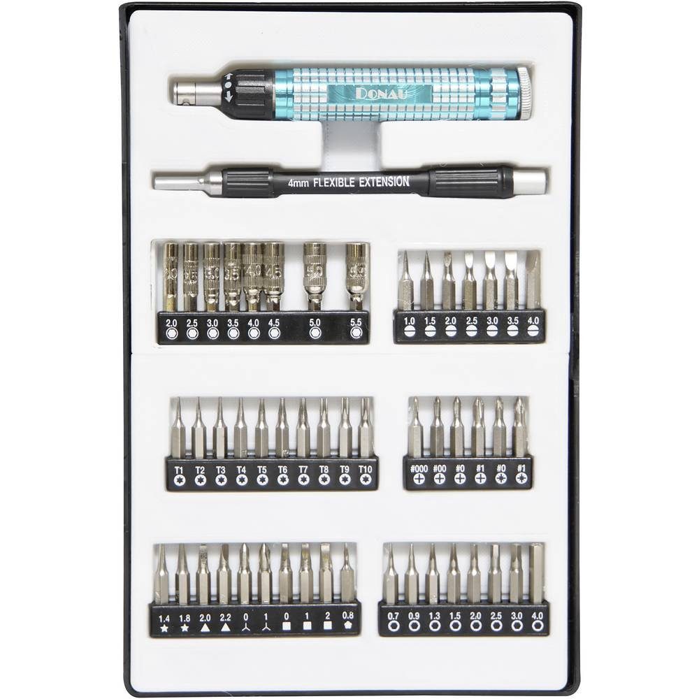 Donau Elektronik Bit-Schraubendreher Ratschen-Schraubendreher-Set 51tlg MBS50, inkl. Bit-Set
