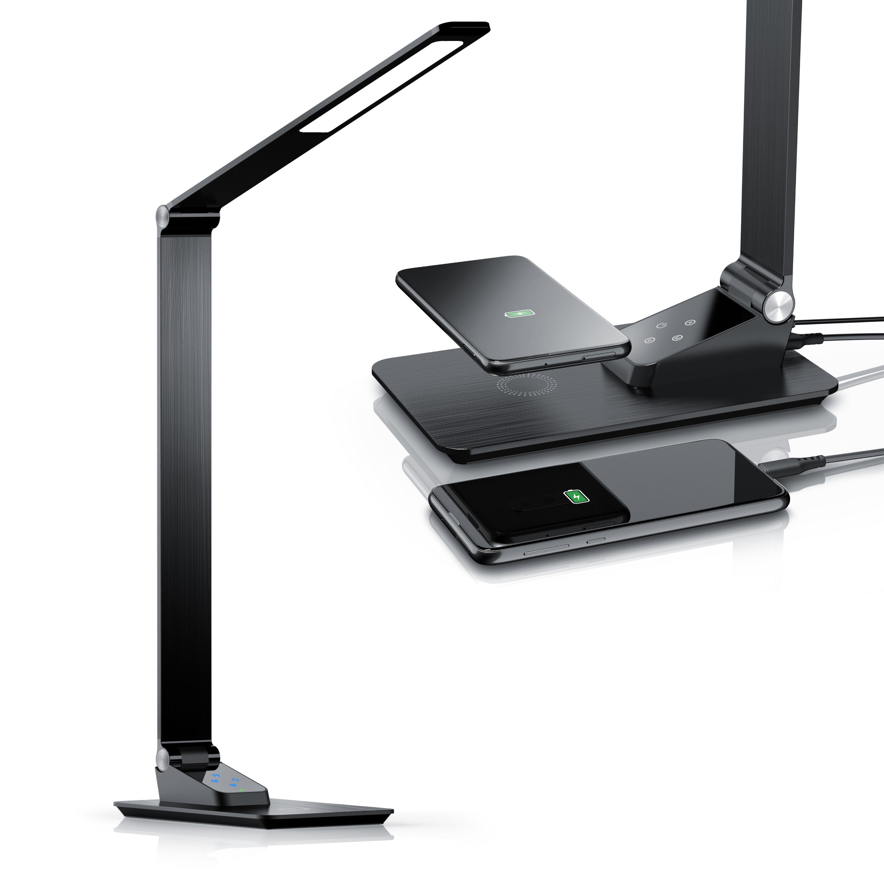 Brandson Schreibtischlampe Metall-Design, kabelloses Laden, USB Ladeanschlu günstig online kaufen