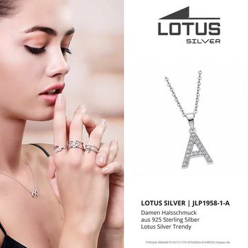 LOTUS SILVER Silberkette Lotus Silver Buchstabe A Halskette, Damen Kette Buchstabe A aus 925 Sterling Silber, silber, weiß