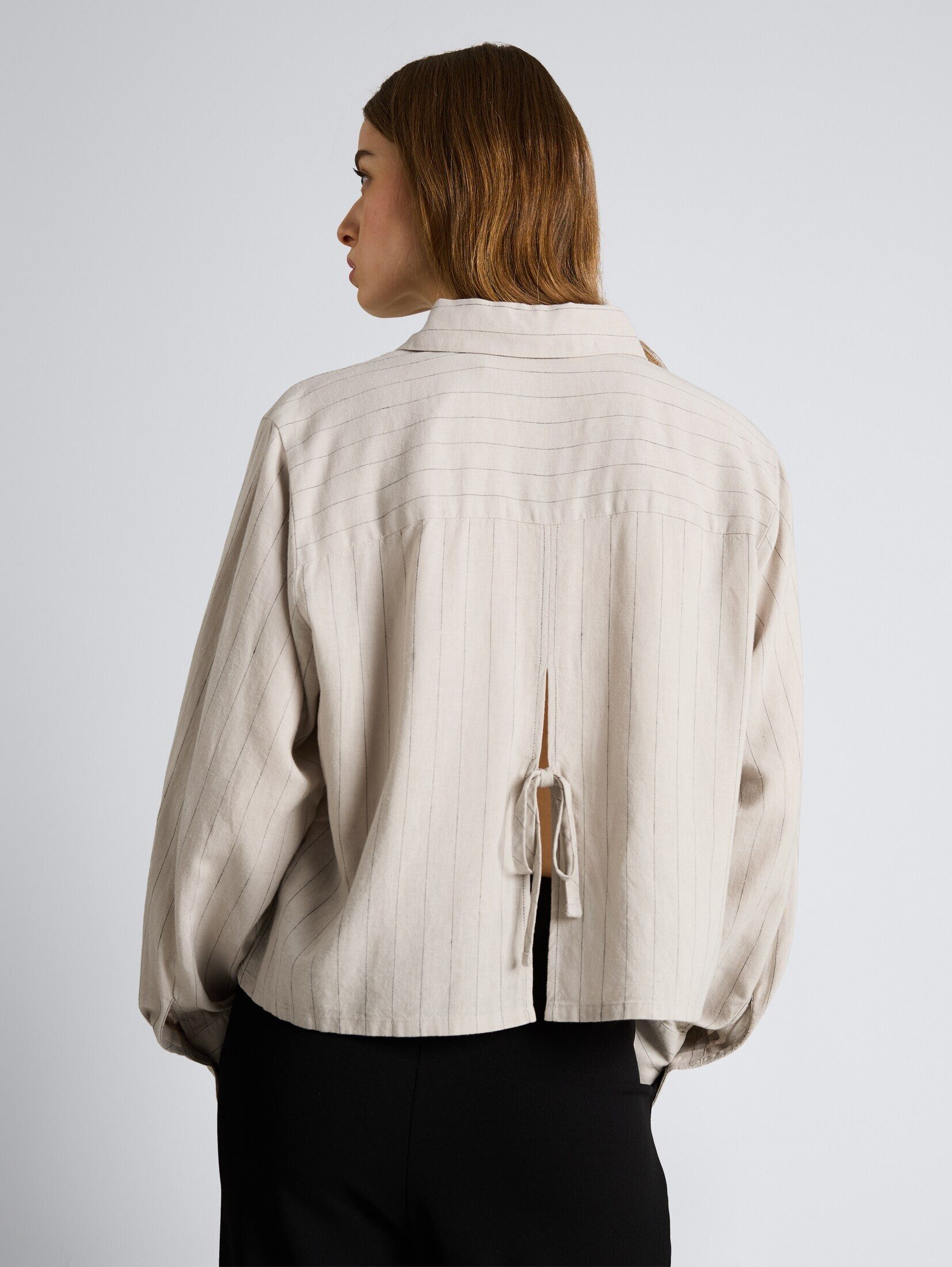 TOM TAILOR Denim Langarmbluse Blusen & Shirts Boxy Fit Hemdbluse mit Schleifen-Detail