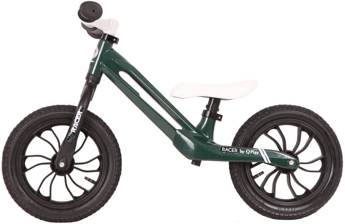 LeNoSa Laufrad QPlay • Balance Bike • Magnesium Laufrad für Kinder • schwarz/grün, Alter 2-4 Jahre