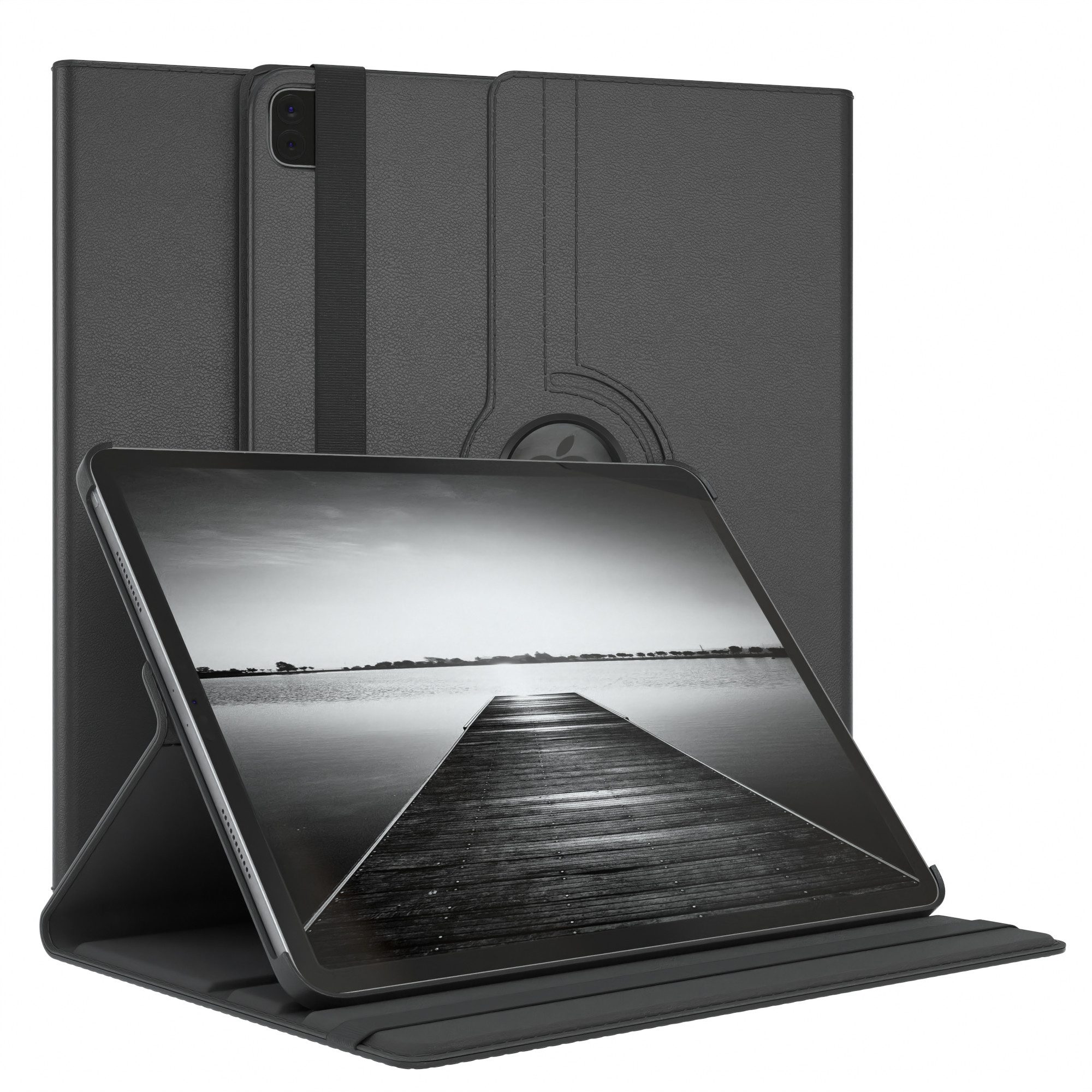 EAZY CASE Tablet-Hülle Rotation Case für iPad Pro 5./6. Gen. 2021/2022 12,9 Zoll, Hülle 360° drehbar mit Standfunktion Etui Anti-Kratz Tasche Schwarz