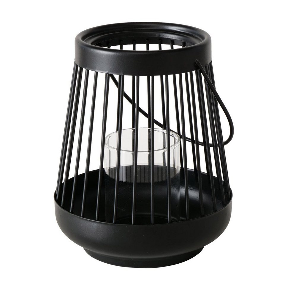 BOLTZE Windlicht Windlicht HELLO schwarz aus Metall modern H16cm Laterne  Teelichthalter