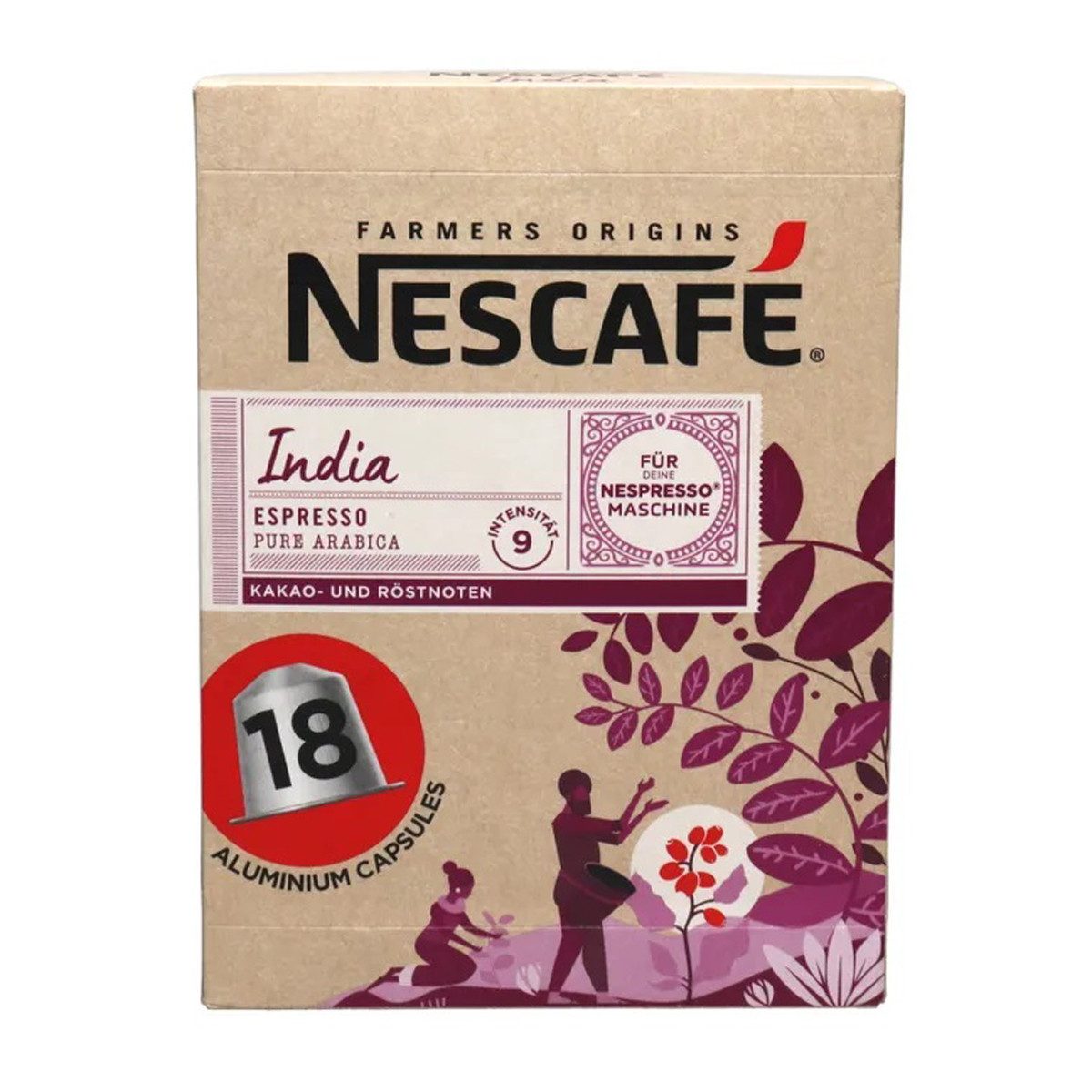 NESCAFE Kaffee, Nescafe Farmers Origins India Espresso Coffee 18 Kapseln 95g