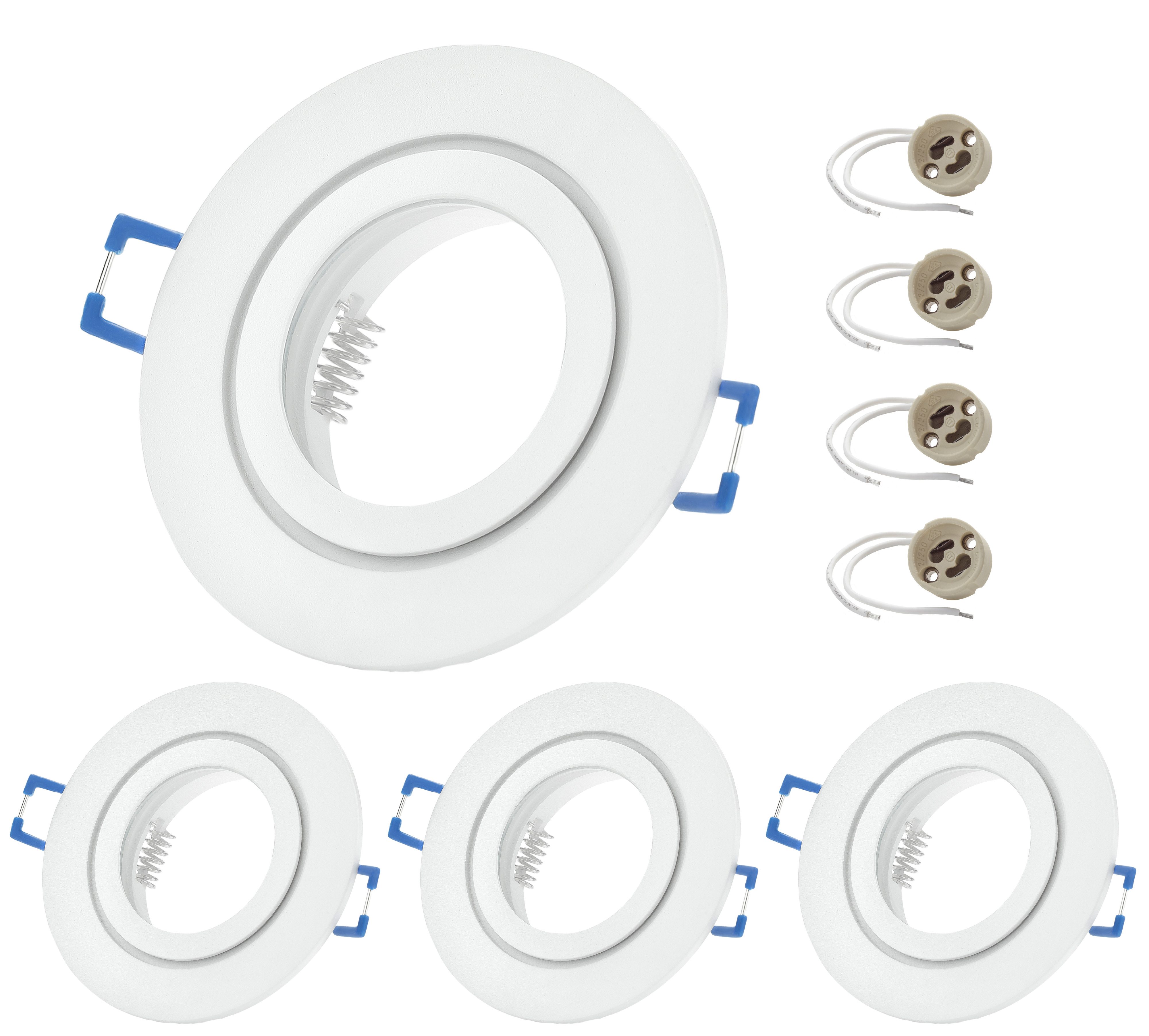 Sweet LED Deckenspot 4er Set IP44 Einbaustrahler GU10 Aluminium für Bad & Küche weiß matt, ohne Leuchtmittel, Einbauspots, Einbaurahmen, Deckenlampe