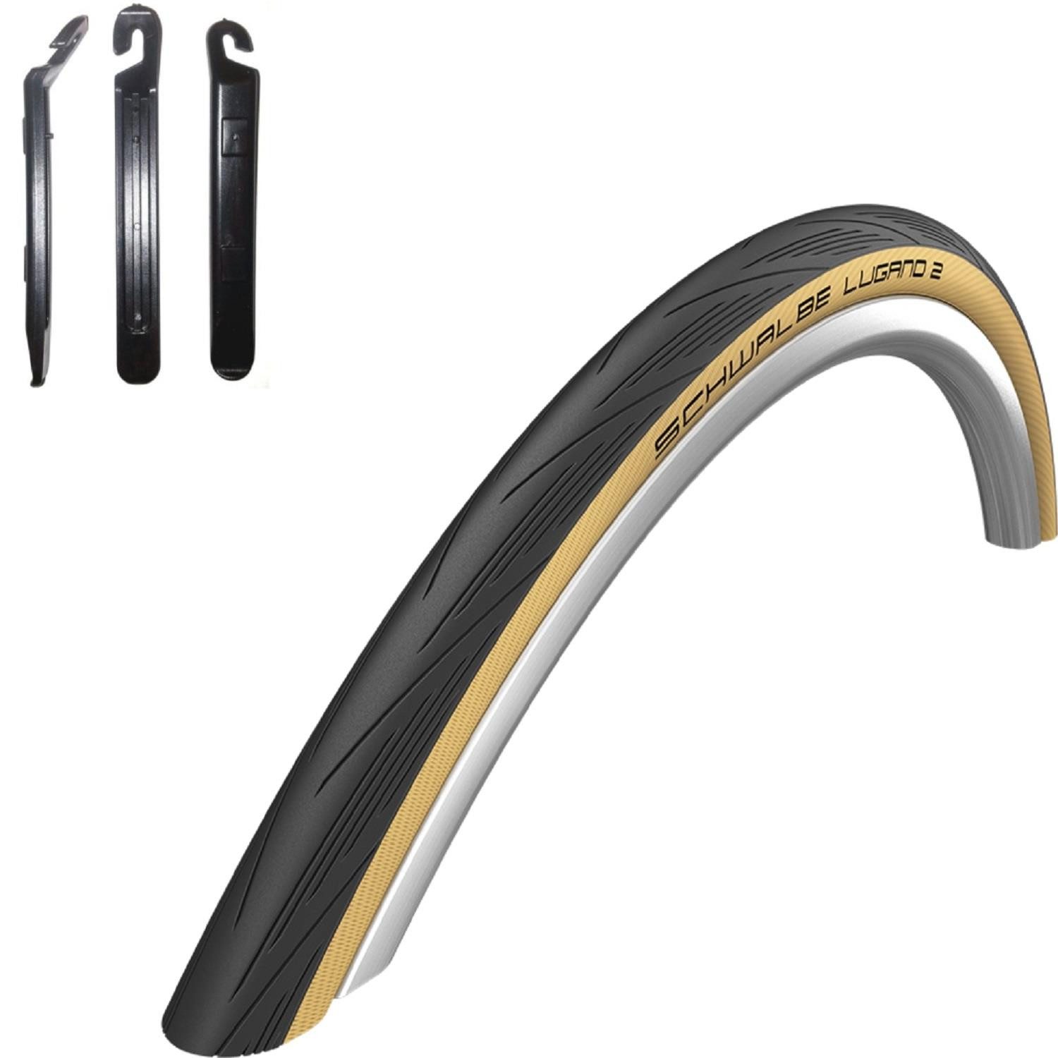 maxxi4you Fahrradreifen 1 x Schwalbe Lugano 2 700 x 25C Schwarz/Classic inkl. Reifenheber
