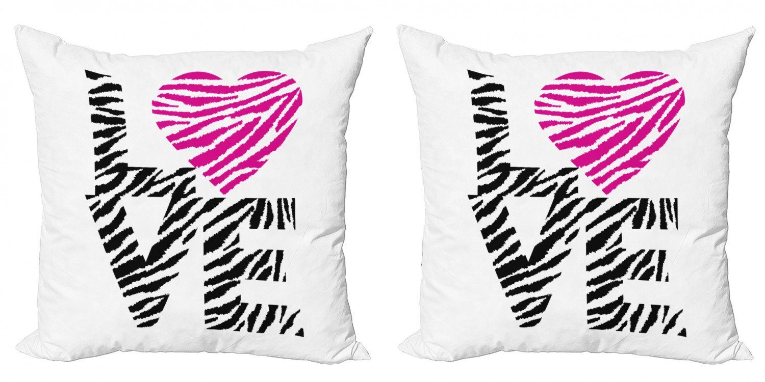 Liebe Abakuhaus Kissenbezüge Accent Digitaldruck, Motive Beschriftung Kunst der (2 Stück), Doppelseitiger Zebra Modern