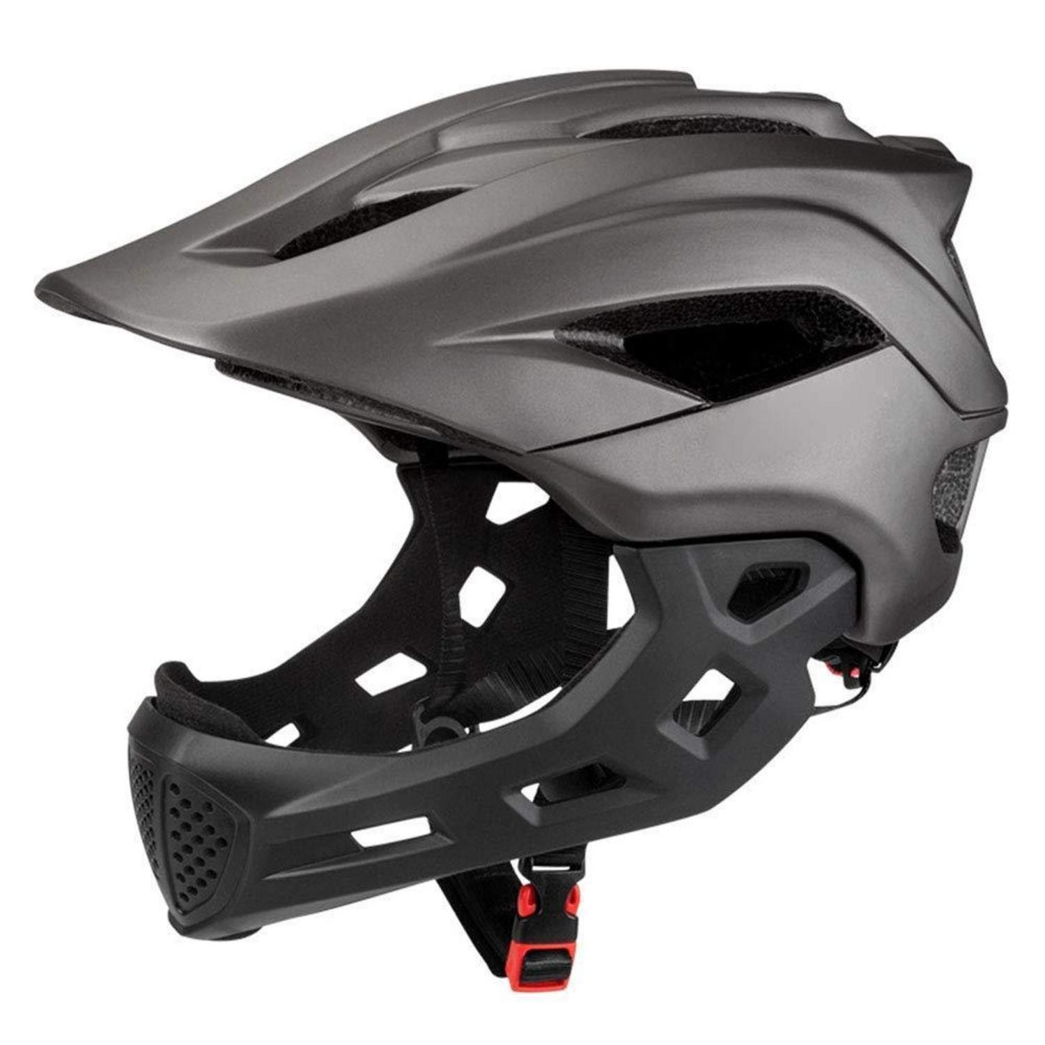 LuxusKollektion BMX-Helm Kinder 2-in-1 Helm abnehmbarer Kinnschutz grau