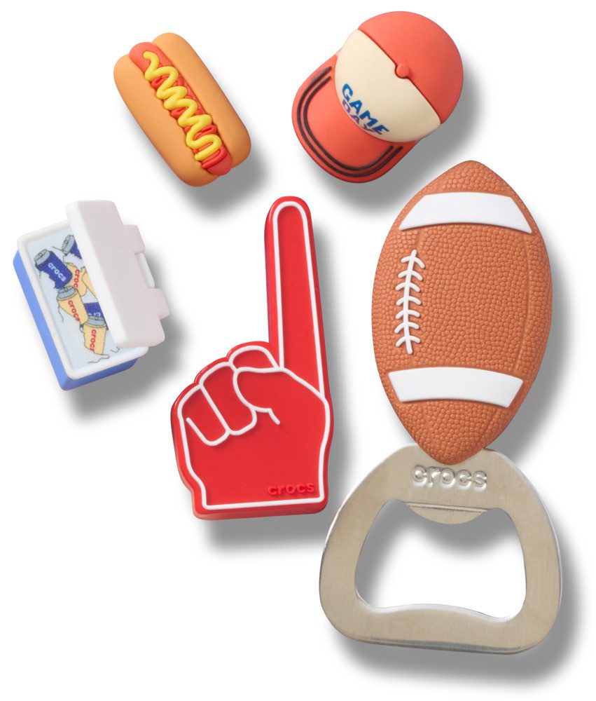 Crocs Schuhanstecker Jibbitz™ Tailgate (Set, 5-tlg., Kein Spielzeug. Nicht für Kinder unter 3 Jahren geeignet), Football Charms für Crocs