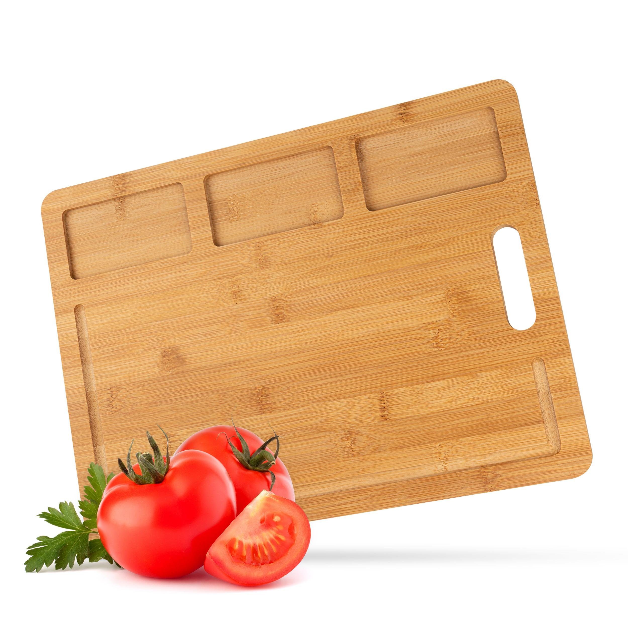 natumo Schneidebrett Bambus Schneidebrett mit Griff und Saftrille 40x30x1,5cm, Bambus, (Packung)