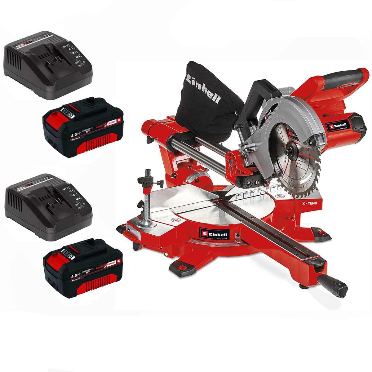 Einhell Zug-, Kapp- und Gehrungssäge Akku-Zug-Kapp-Gehrungssäge 18V TE-SM 36/210 Li- mit Akku 4.0 Ah