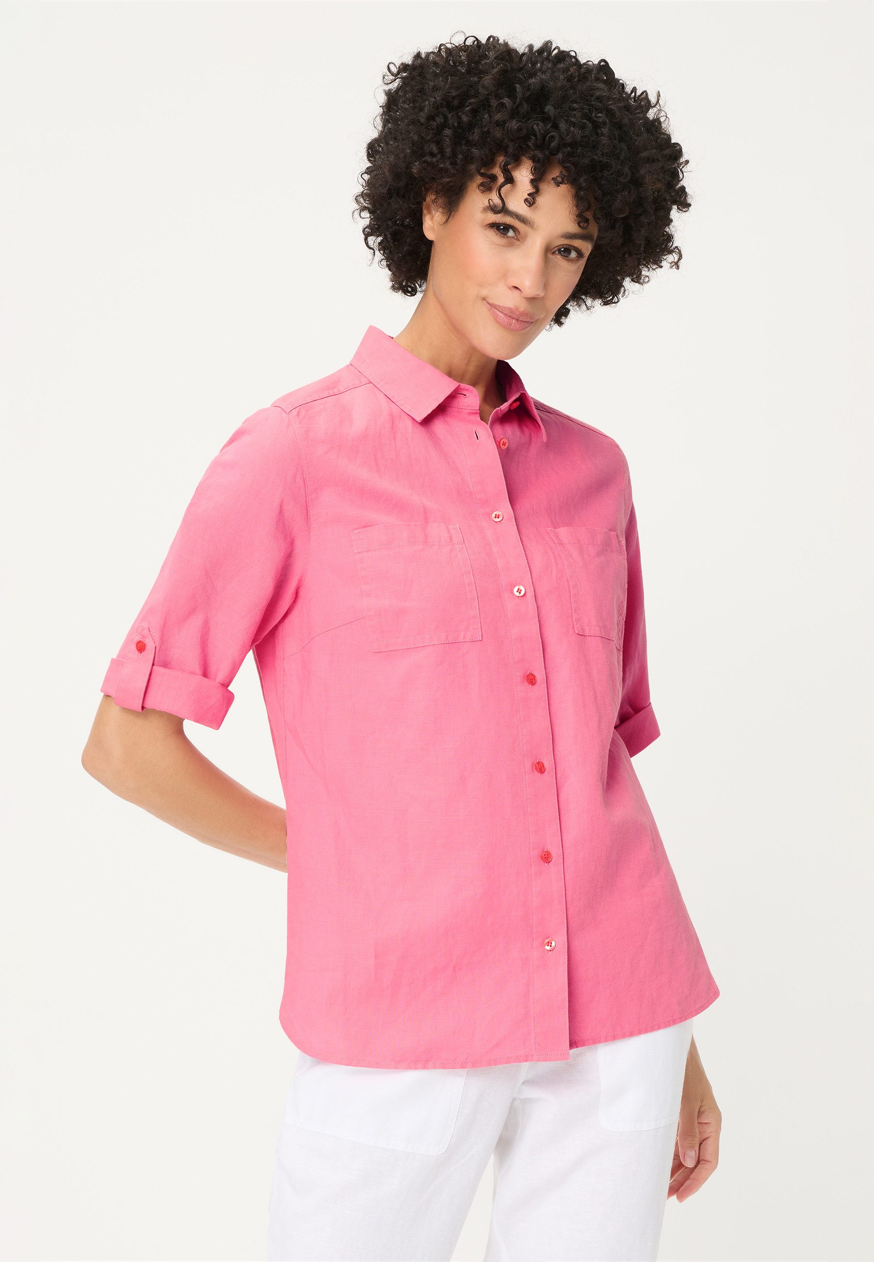 Olsen Hemdbluse mit Turn-up-Ärmeln