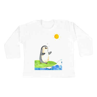 Mr. & Mrs. Panda Strampler Pinguin Surfer - Weiß - Geschenk, Wellen, surfen, Pinguine, Jungen, L (1-tlg)