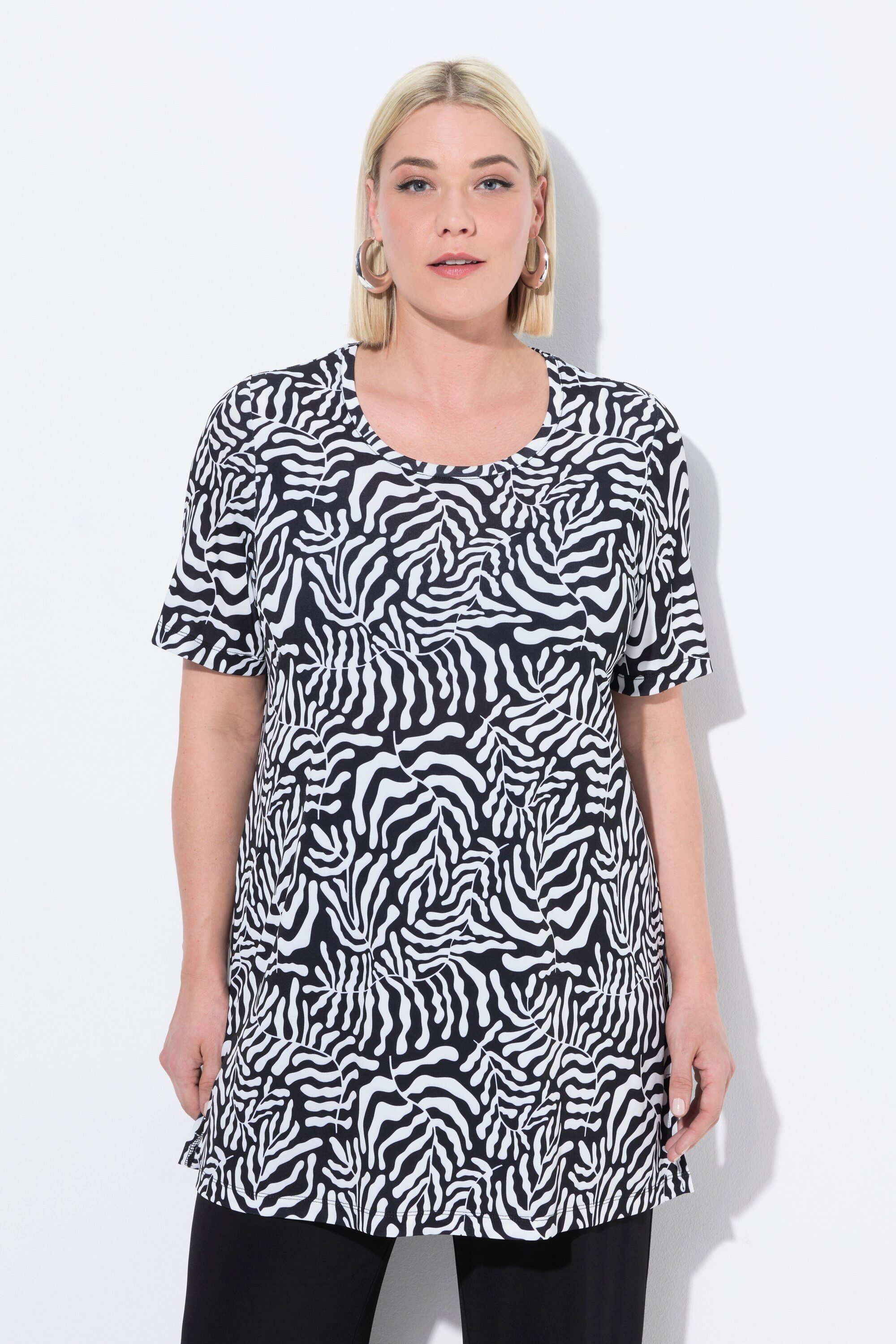 Ulla Popken Longshirt Longshirt A-Linie Rundhals günstig online kaufen