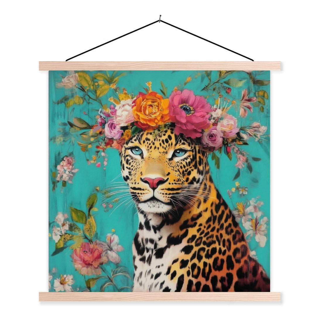 MuchoWow Poster Leopard - Blumen - günstig online kaufen