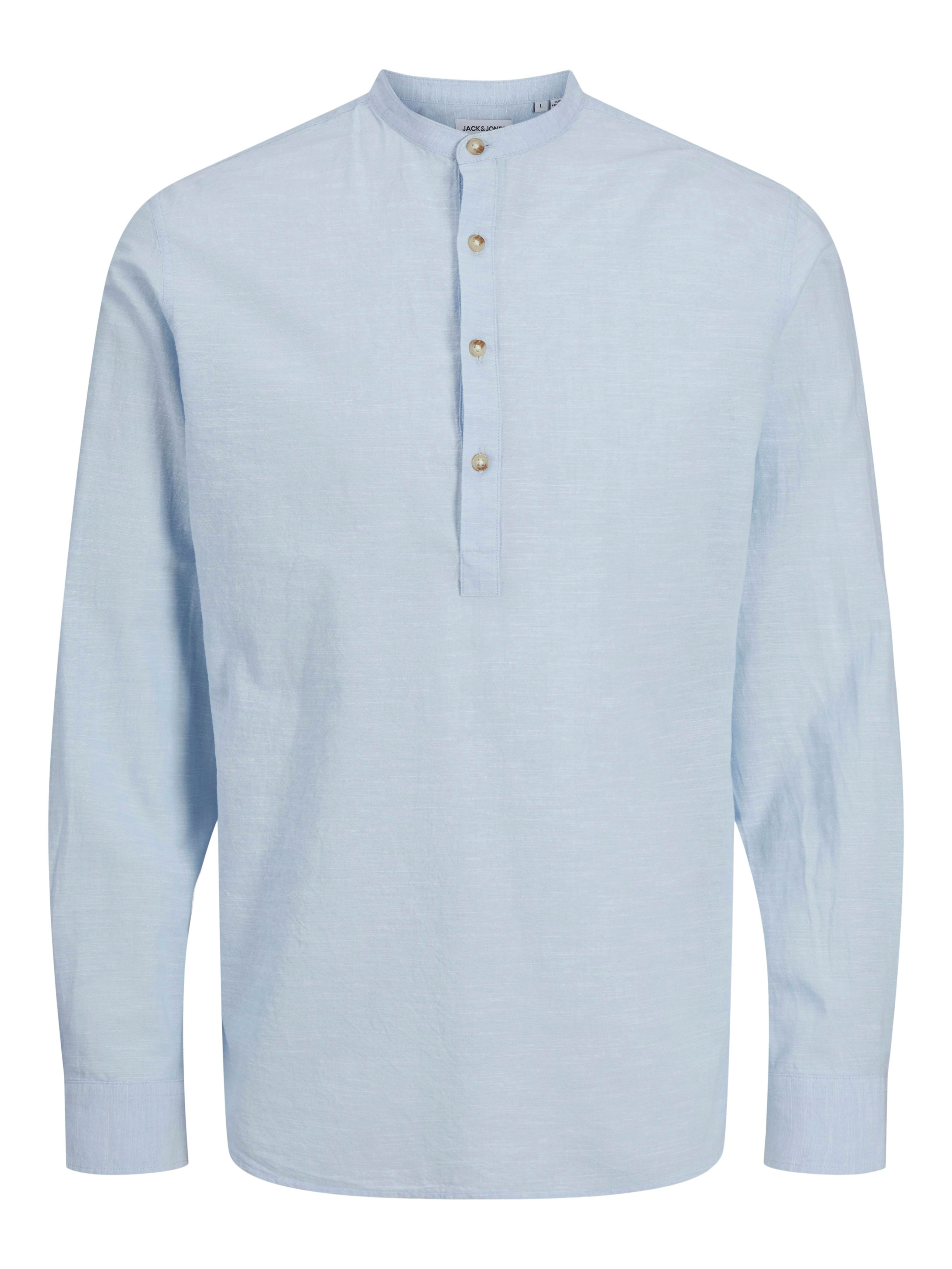 Jack & Jones Langarmhemd JJESUMMER HALF PLACKET SHIRT LS SN mit Bandkragen günstig online kaufen