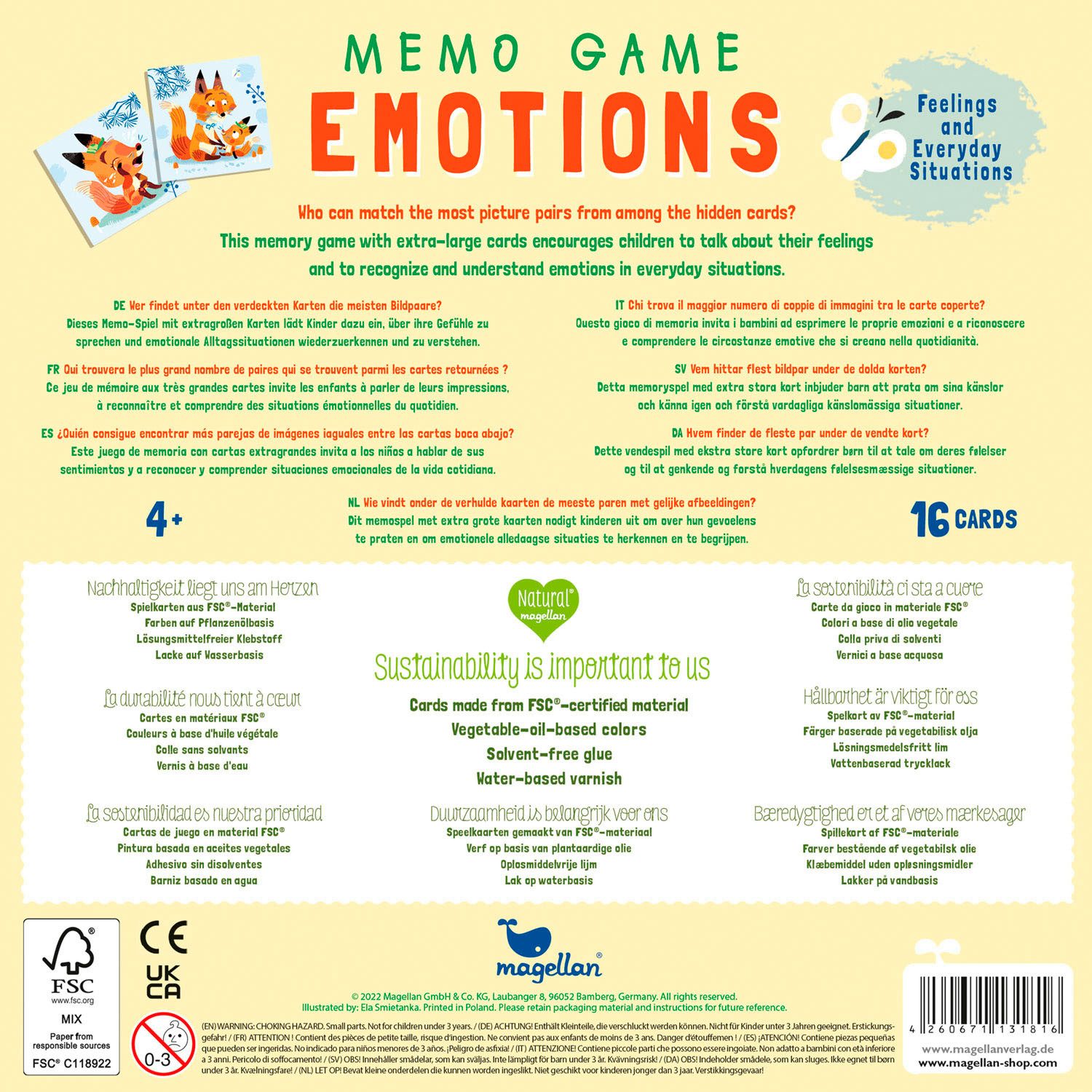 Magellan Spiel Memo Game Emotions, Kinderspiel, Made in Germany